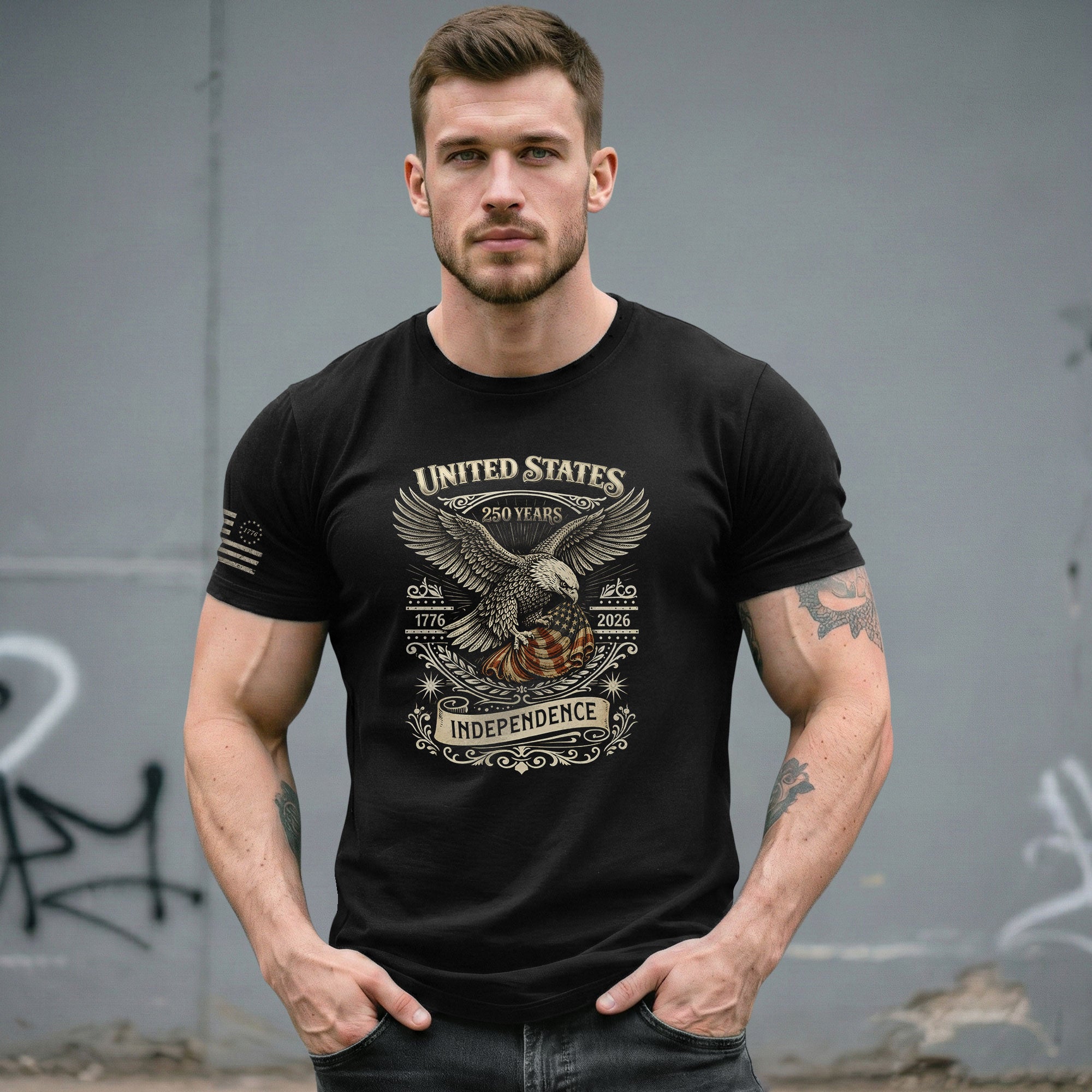 USA 250th Anniversary Shirt 1776-2026 American Flag Eagle Patriotic Mens - Rust Field Wear