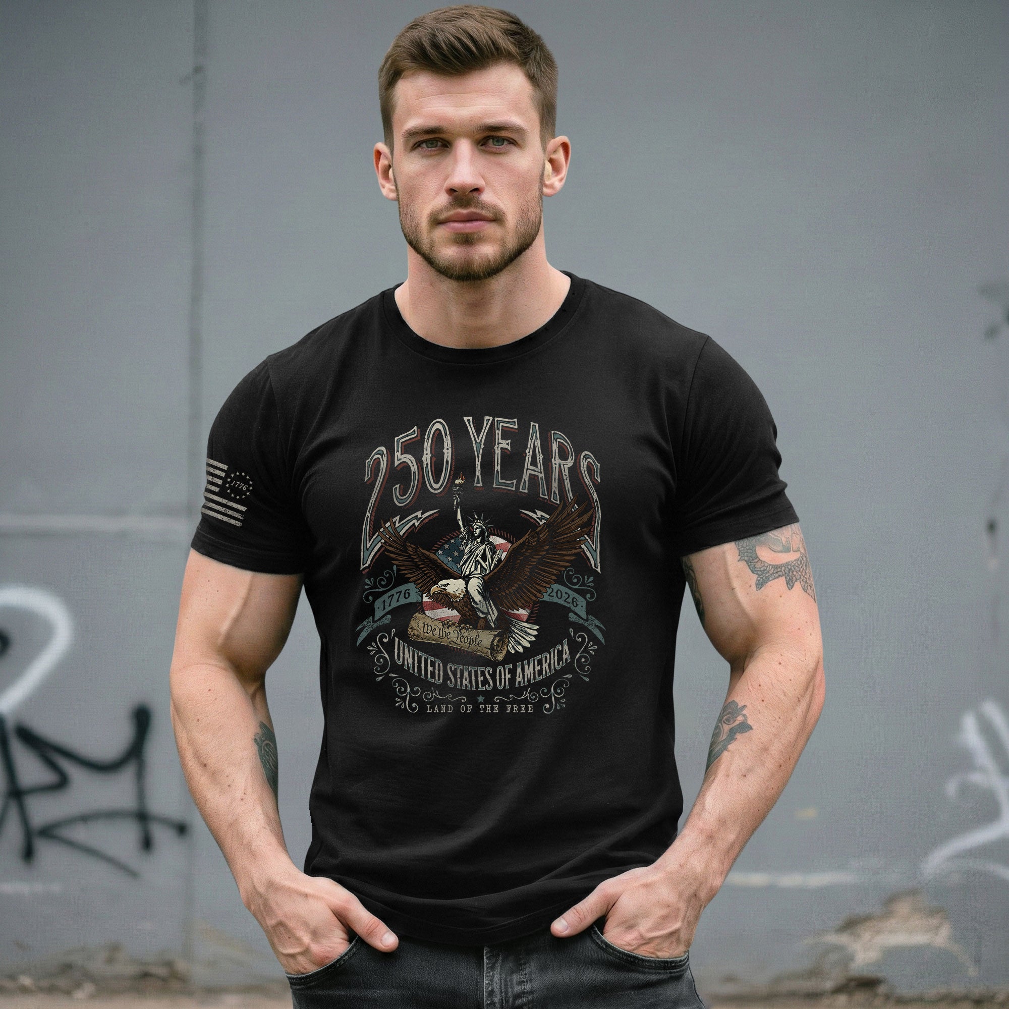 USA 250th Anniversary Shirt 1776–2026 Past and Present Torch of Freedom - Rust Field Wear