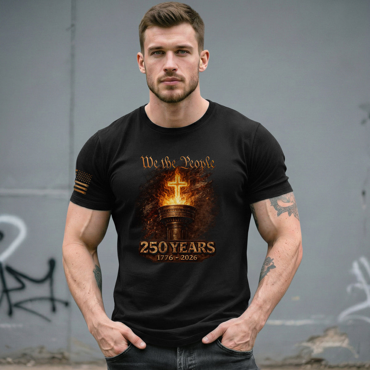 USA 250 Years Christian Freedom Heritage Shirt Patriotic Faith Apparel - Rust Field Wear