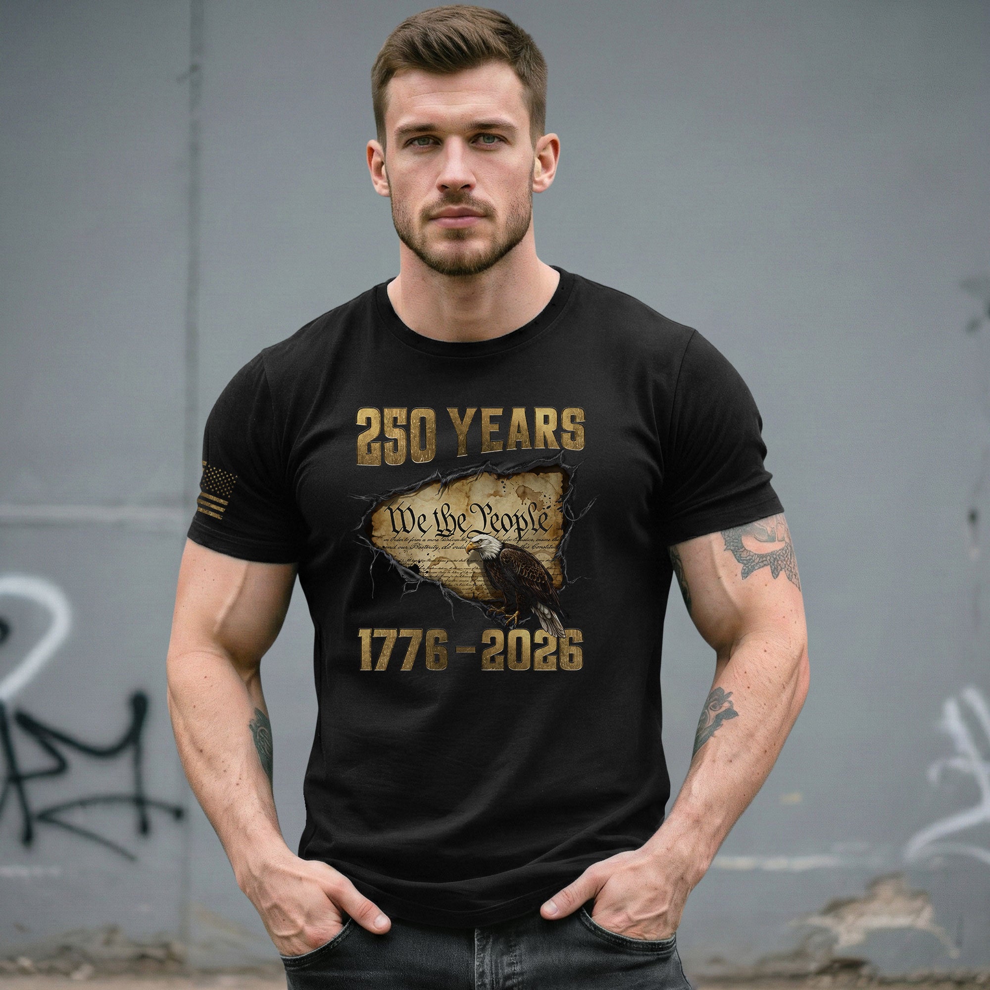 USA 250th Anniversary Shirt 1776–2026, Freedom Past and Present - Rust Field Wear