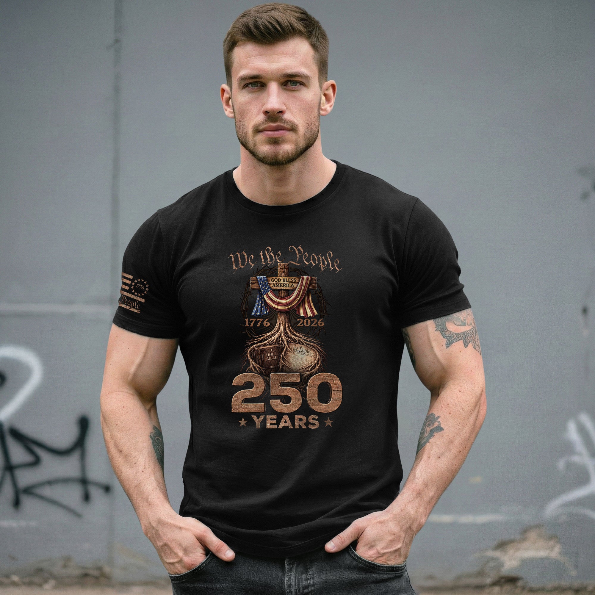 Christian USA Independence Celebration Shirt Patriotic Faith 250 Year Tribute - Rust Field Wear
