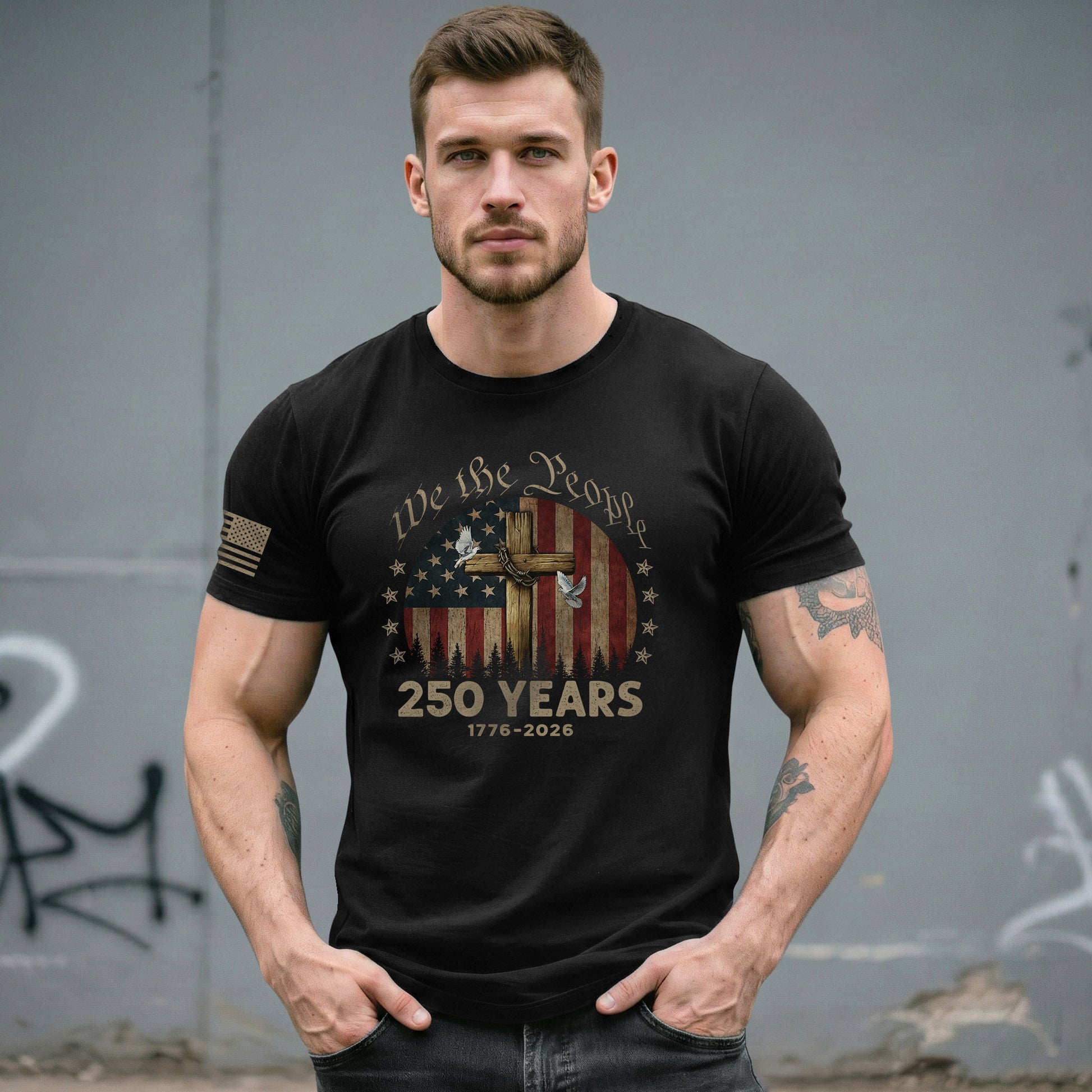 Christian Patriotic USA Shirt 250 Years Independence Tribute 1776–2026 - Rust Field Wear