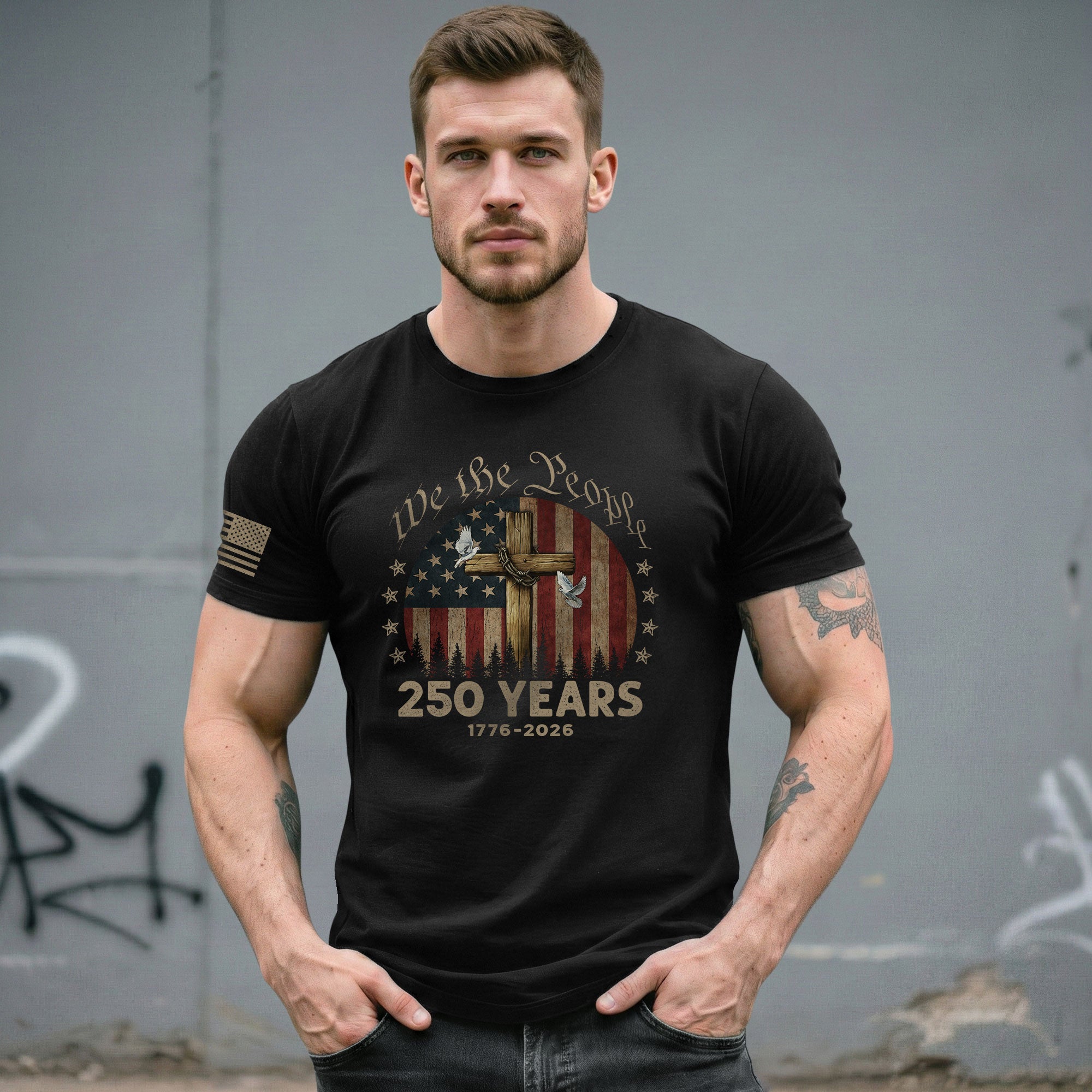 Christian Patriotic USA Shirt 250 Years Independence Tribute 1776–2026 - Rust Field Wear