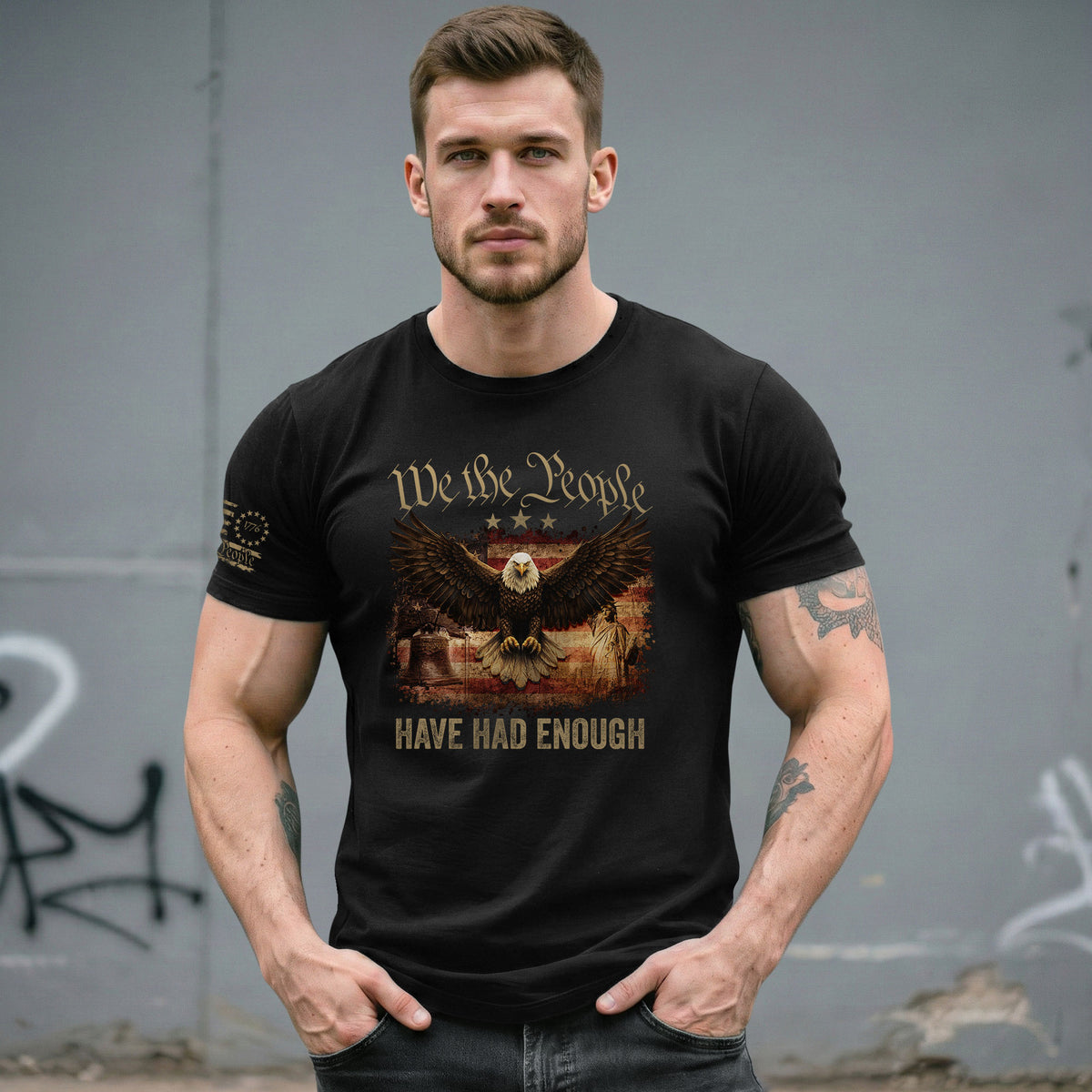 We The People Have Had Enough T-Shirt Patriotic Eagle Liberty Bell Statue of Liberty American Freedom Graphic Tee - Rust Field Wear