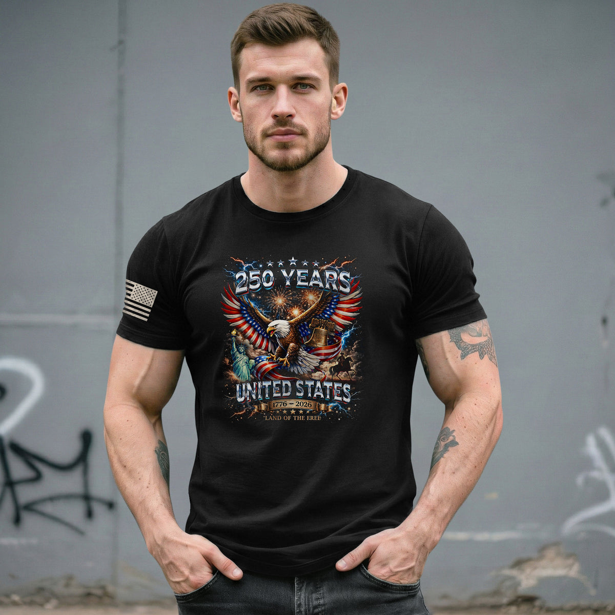 USA 250th Anniversary Shirt - 250th Year American Anniversary Flag Eagle Bootleg Design - Rust Field Wear