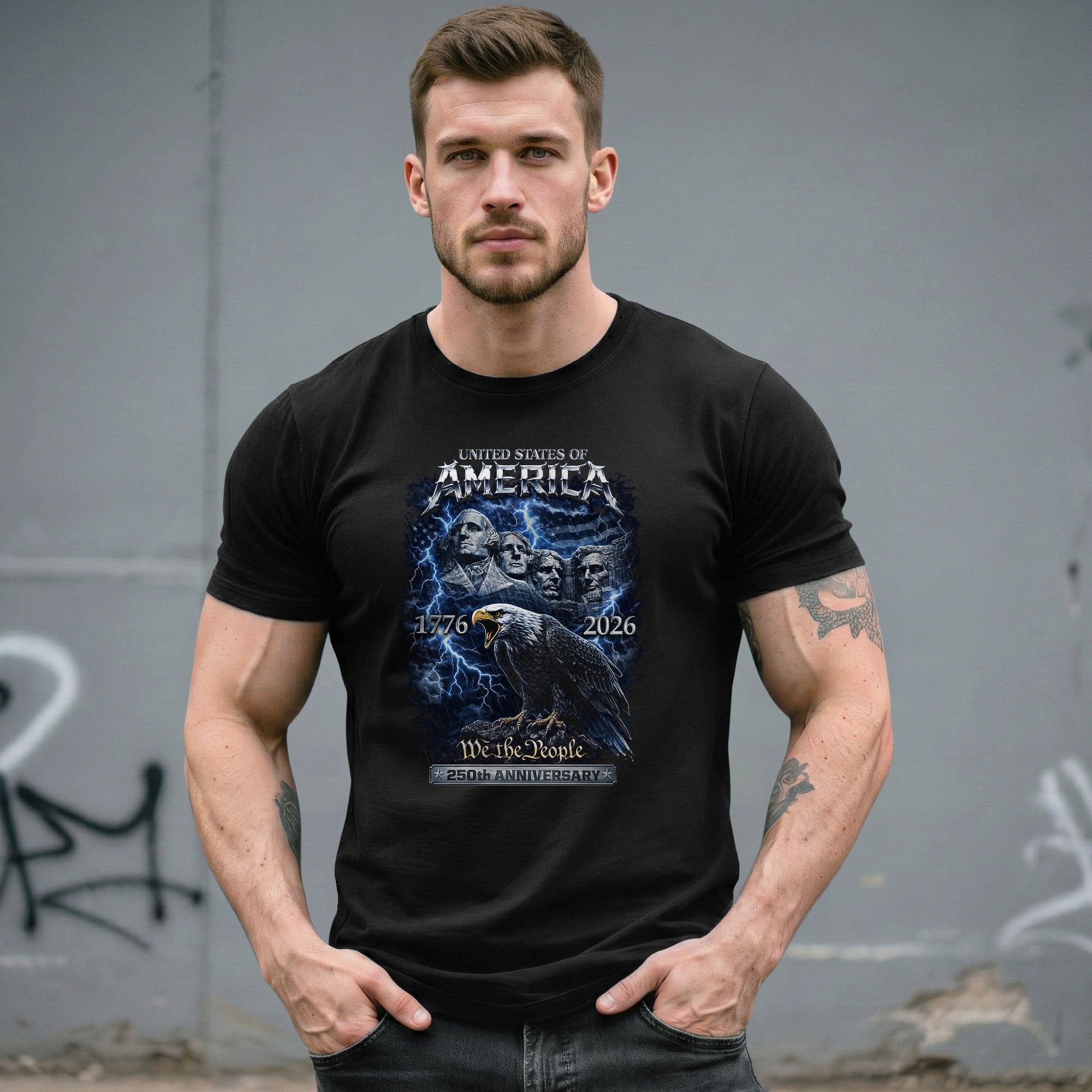 America 1776–2026 – 250th Anniversary We The People Lightning Eagle Tee - Rust Field Wear
