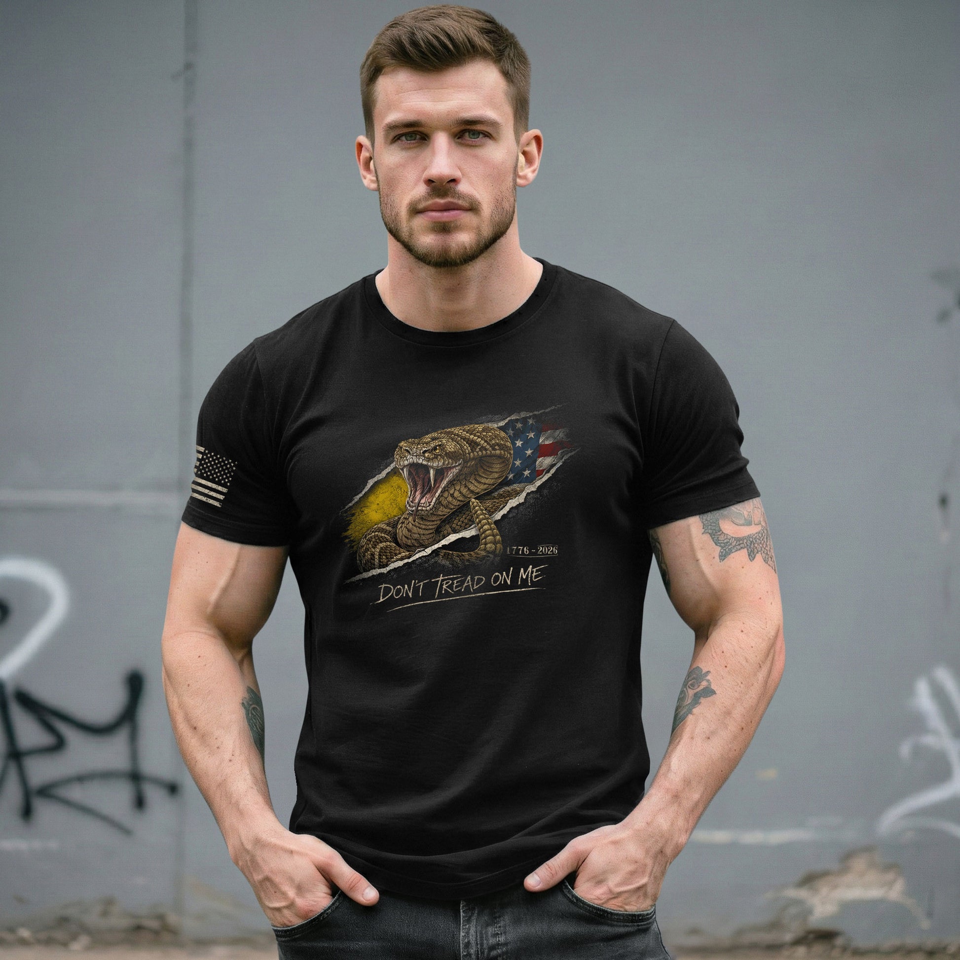 Don't Tread on Me America 250th Anniversary T-Shirt - 1776-2026 Gadsden Snake 250 Years Tee, Patriotic Freedom Shirt - Rust Field Wear