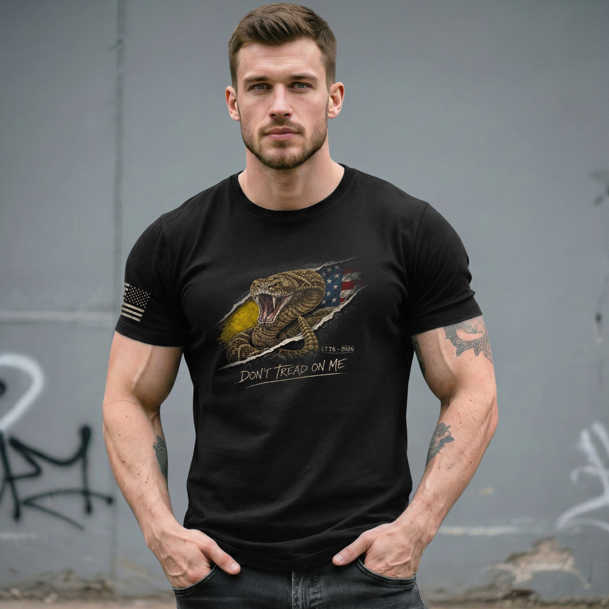 Don't Tread on Me America 250th Anniversary T-Shirt - 1776-2026 Gadsden Snake 250 Years Tee, Patriotic Freedom Shirt - Rust Field Wear