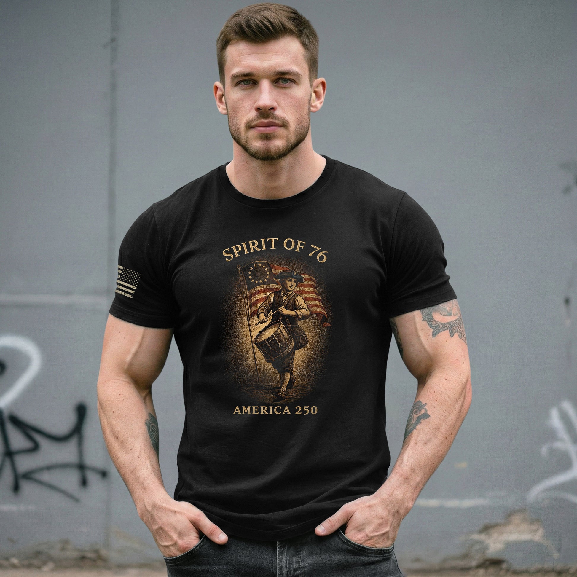 America 250th Anniversary T-Shirt 1776-2026 – Spirit of 76 Drummer Retro Patriotic Tee - Rust Field Wear