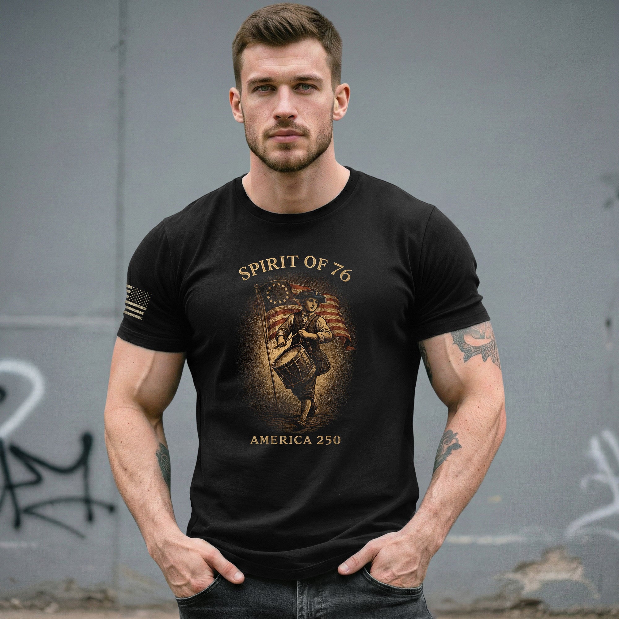 America 250th Anniversary T-Shirt 1776-2026 – Spirit of 76 Drummer Retro Patriotic Tee - Rust Field Wear