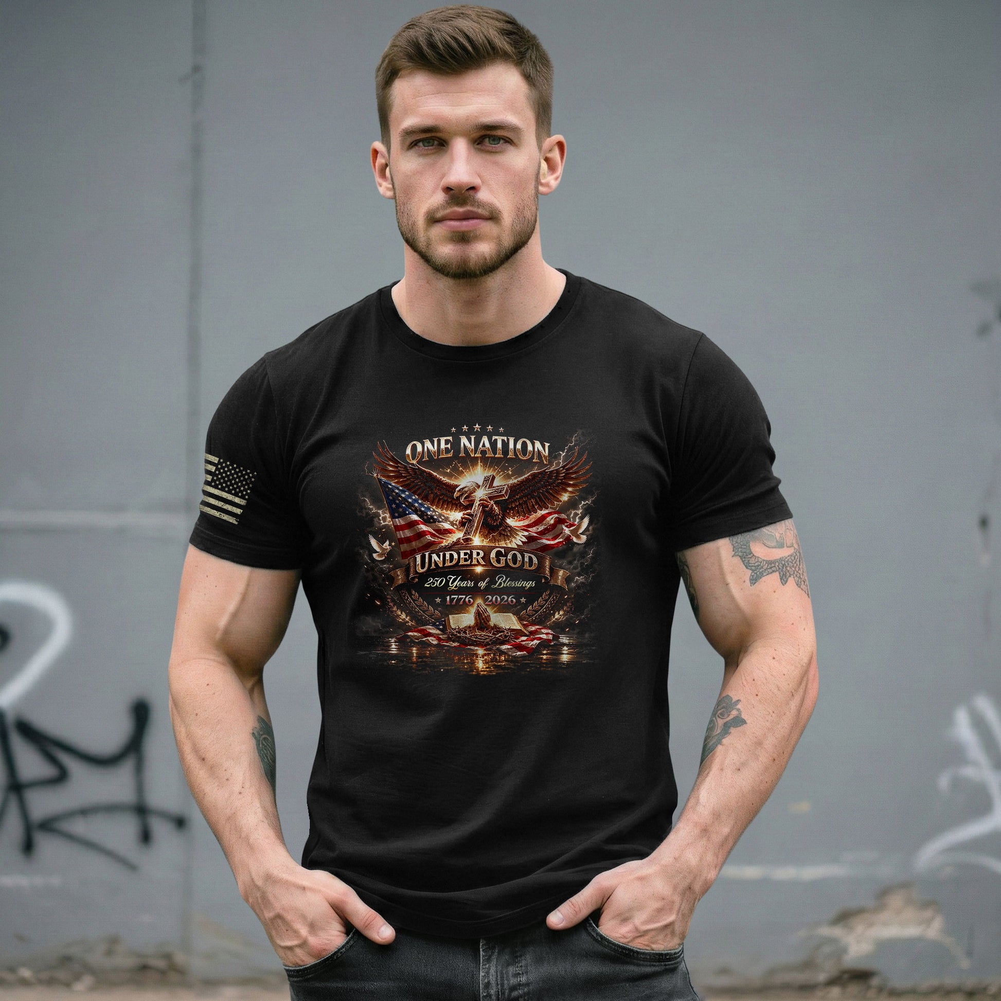 250 Years of Blessings 1776-2026 250 Years Anniversary T-Shirt – Patriotic Flag Freedom 1776 Bootleg Style Shirt - Rust Field Wear