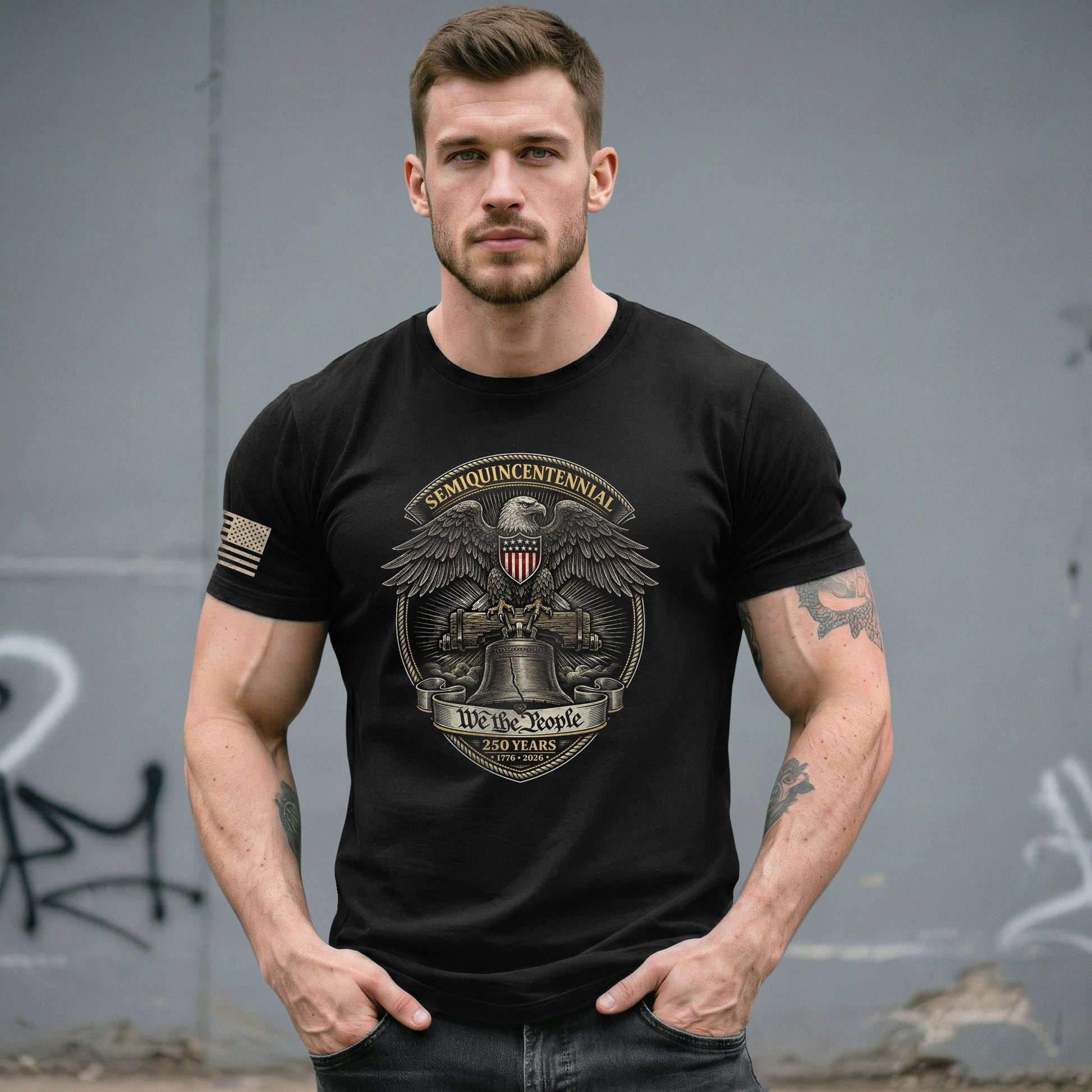 America 250th Anniversary T-Shirt (1776-2026) – We The People, Liberty Bell & Eagle Patriotic Tee - Rust Field Wear