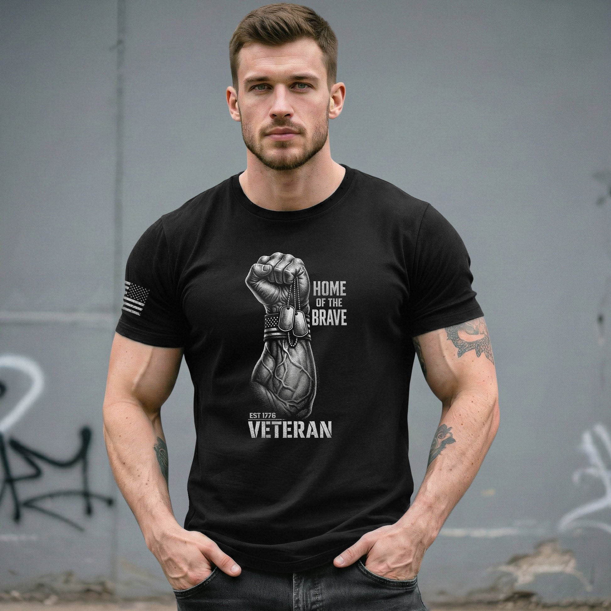 250 Years American Anniversary 1776-2026 Veteran T-Shirt – Home of the Brave USA Freedom Patriotic Mens Gift - Rust Field Wear