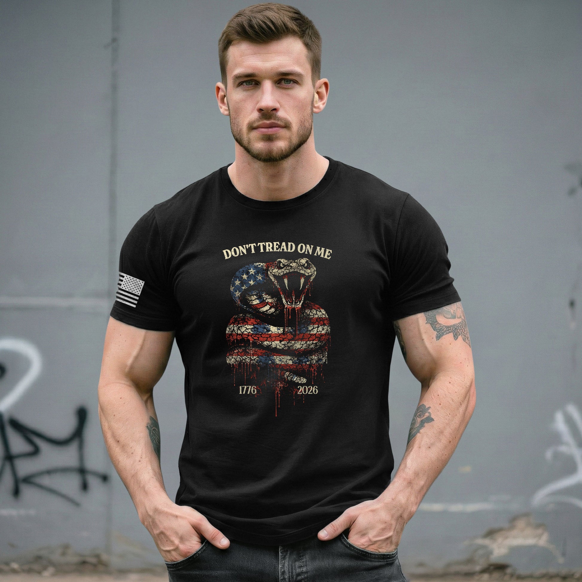 America 250th Anniversary 1776-2026 T-Shirt – Don’t Tread On Me Patriotic Snake 250 Years of Liberty Tee - Rust Field Wear