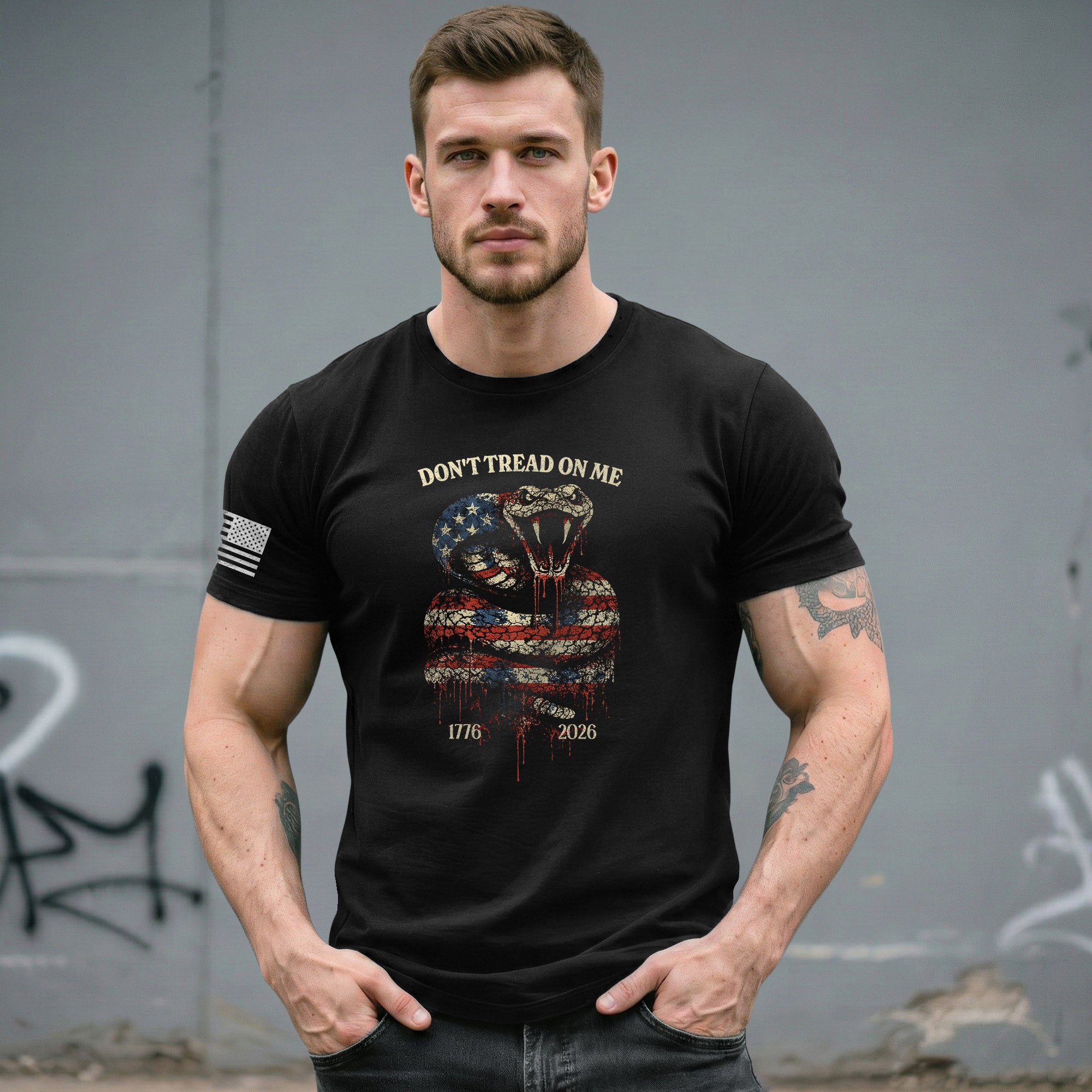 America 250th Anniversary 1776-2026 T-Shirt – Don’t Tread On Me Patriotic Snake 250 Years of Liberty Tee - Rust Field Wear