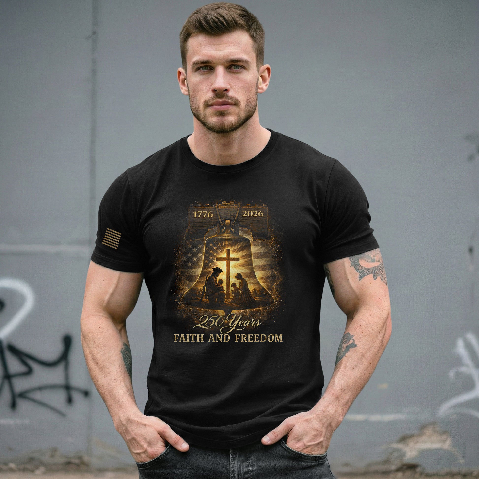 America 250th Anniversary Hoodie 1776-2026 – Family Prayer & Holy Cross Christian Hoodie - Rust Field Wear