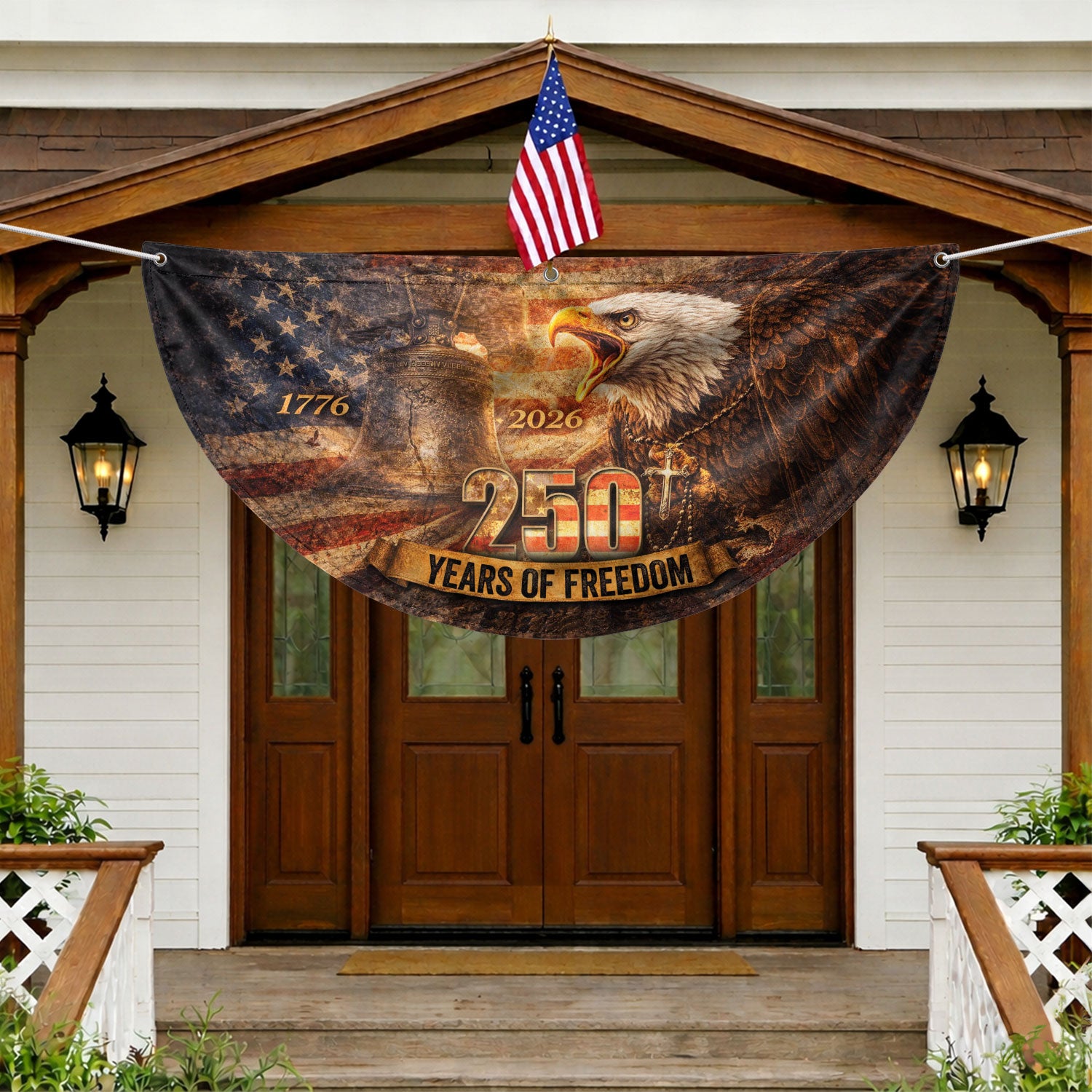 Fence Flag 250th Anniversary USA Flag 1776 2026 Patriotic Eagle American 250 Year Celebration Flag - Rust Field Wear
