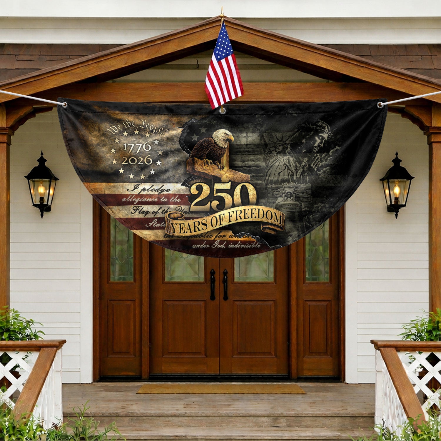 Fence Flag 250th Anniversary USA Flag 1776-2026 Eagle Patriotic 250 Year American Anniversary Flag Decor - Rust Field Wear