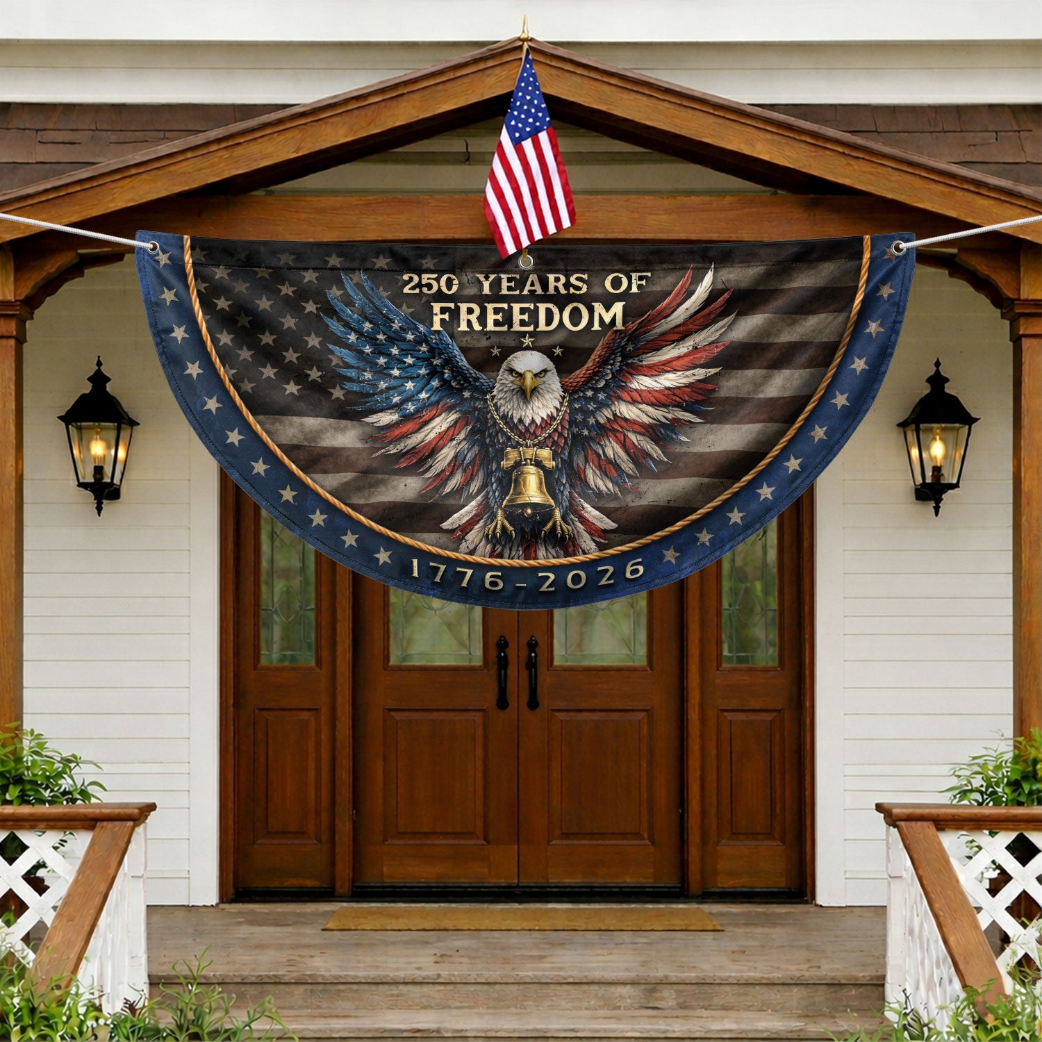 250 Years of Freedom Fence Flag 1776-2026 Patriotic Eagle Liberty Bell Banner