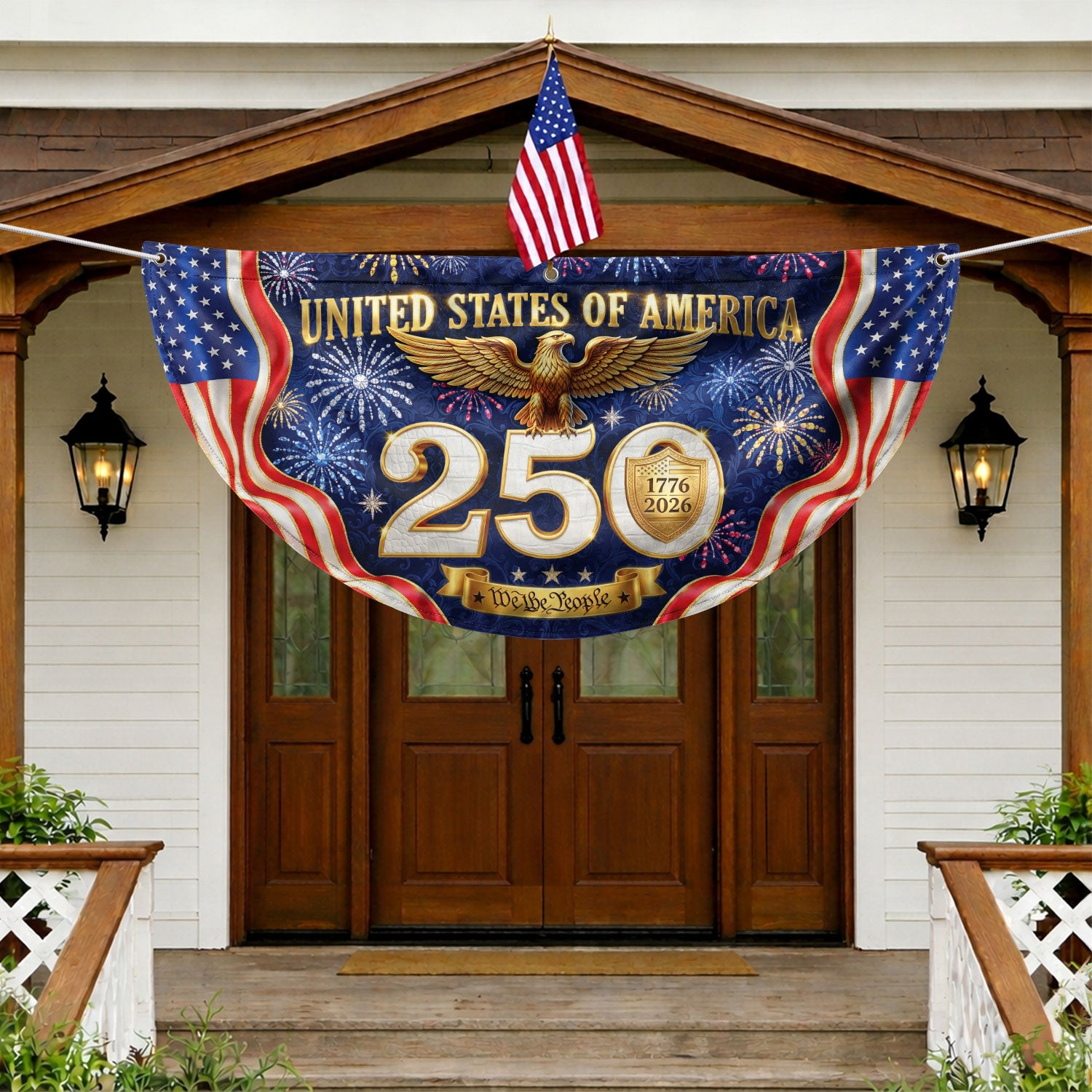 250 Years United States Fence Flag 1776-2026 Patriotic Heritage Banner - Rust Field Wear