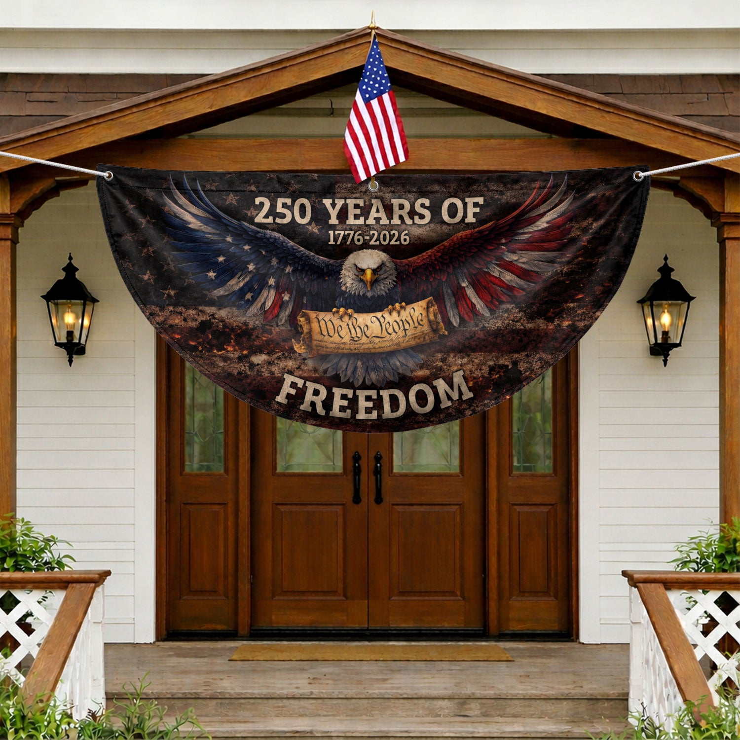 Fence Flag USA 250th Anniversary 1776–2026, American Eagle Patriotic 250 Year Flag, Outdoor Banner Decor