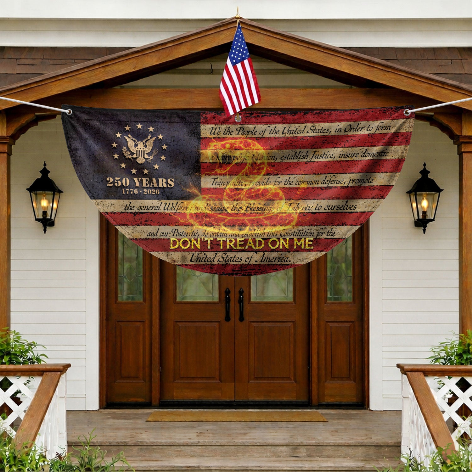 Fence Flag USA 250th Anniversary 1776–2026, Patriotic 250 Year American Flag Banner Decor