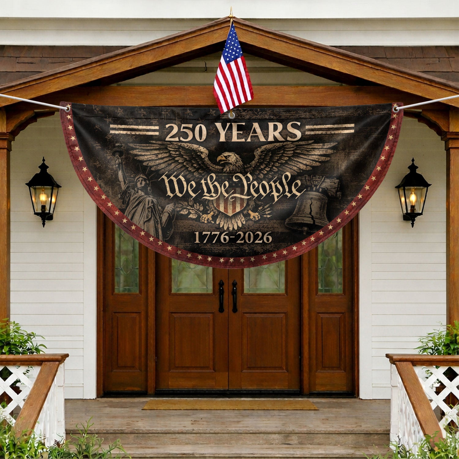 250 Years Fence Flag 1776–2026 We The People Eagle Patriotic Banner USA Decor - Rust Field Wear