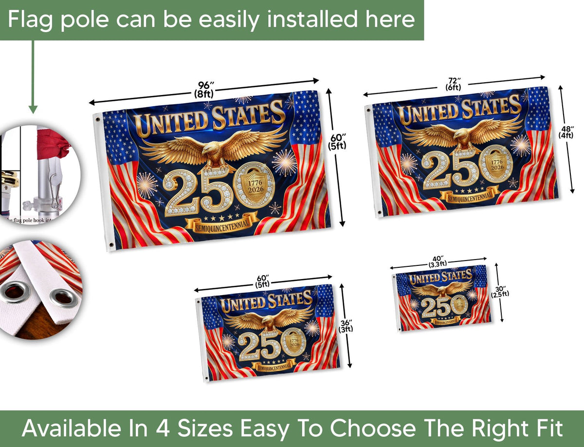 USA 250th Anniversary House Flag 1776–2026 Patriotic Eagle Outdoor Decor Banner - Rust Field Wear