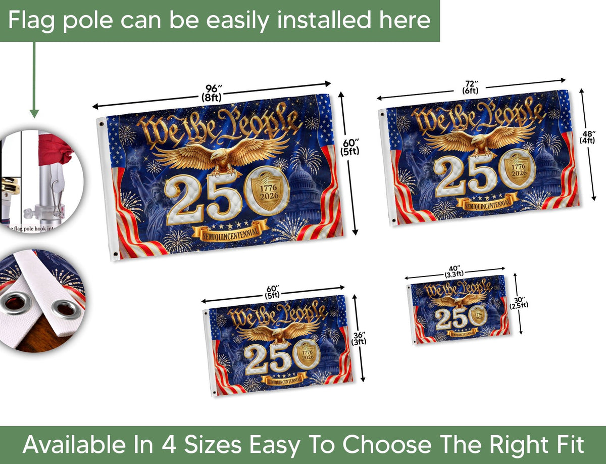 We The People Gold Eagle Liberty Patriotic American Flag US 1776 2026 Celebration 3x5ft - Rust Field Wear