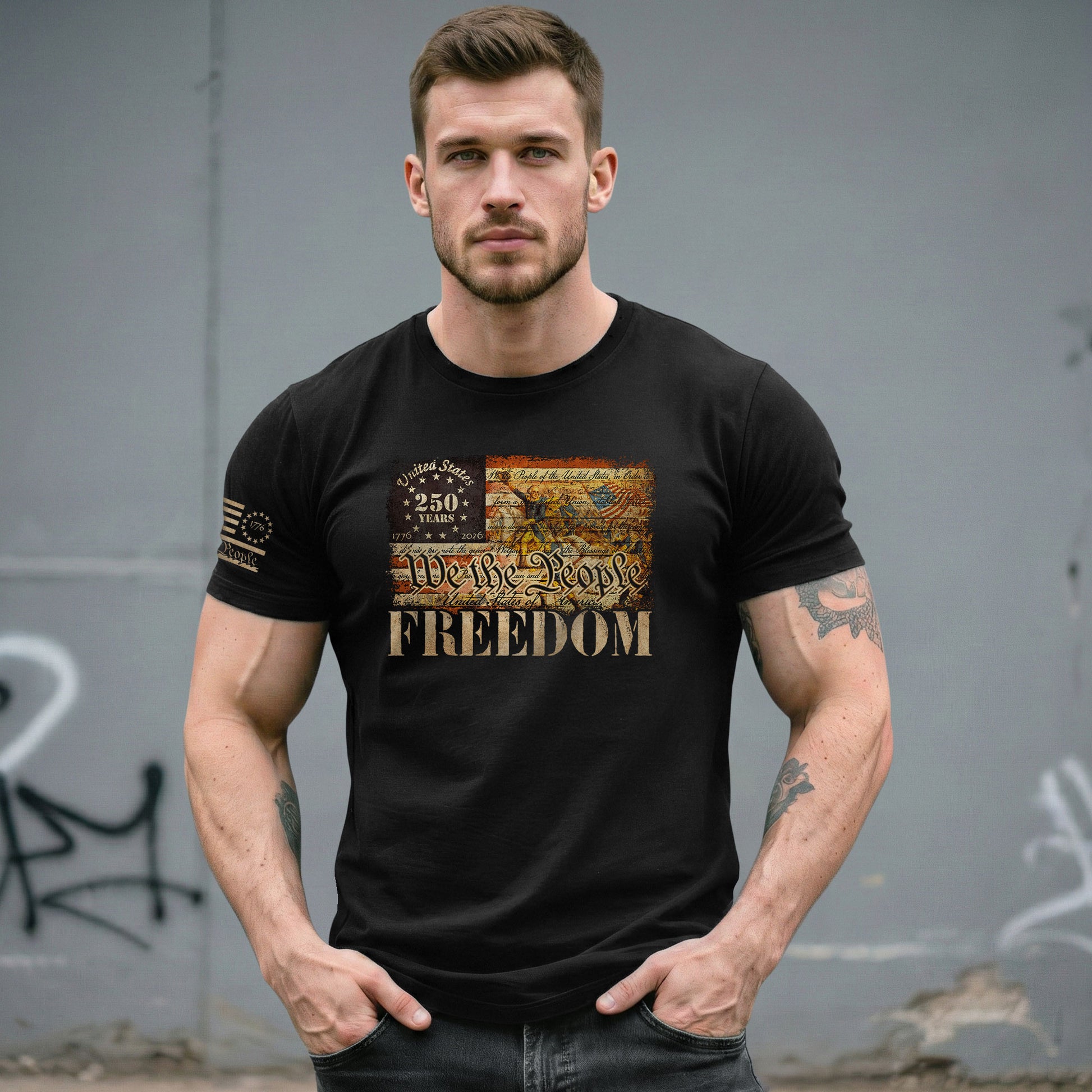 Freedom Shirts for Men, Freedom American Flag Vintage History Patriotic We The People - Patriotic T Shirts - Rust Field Wear