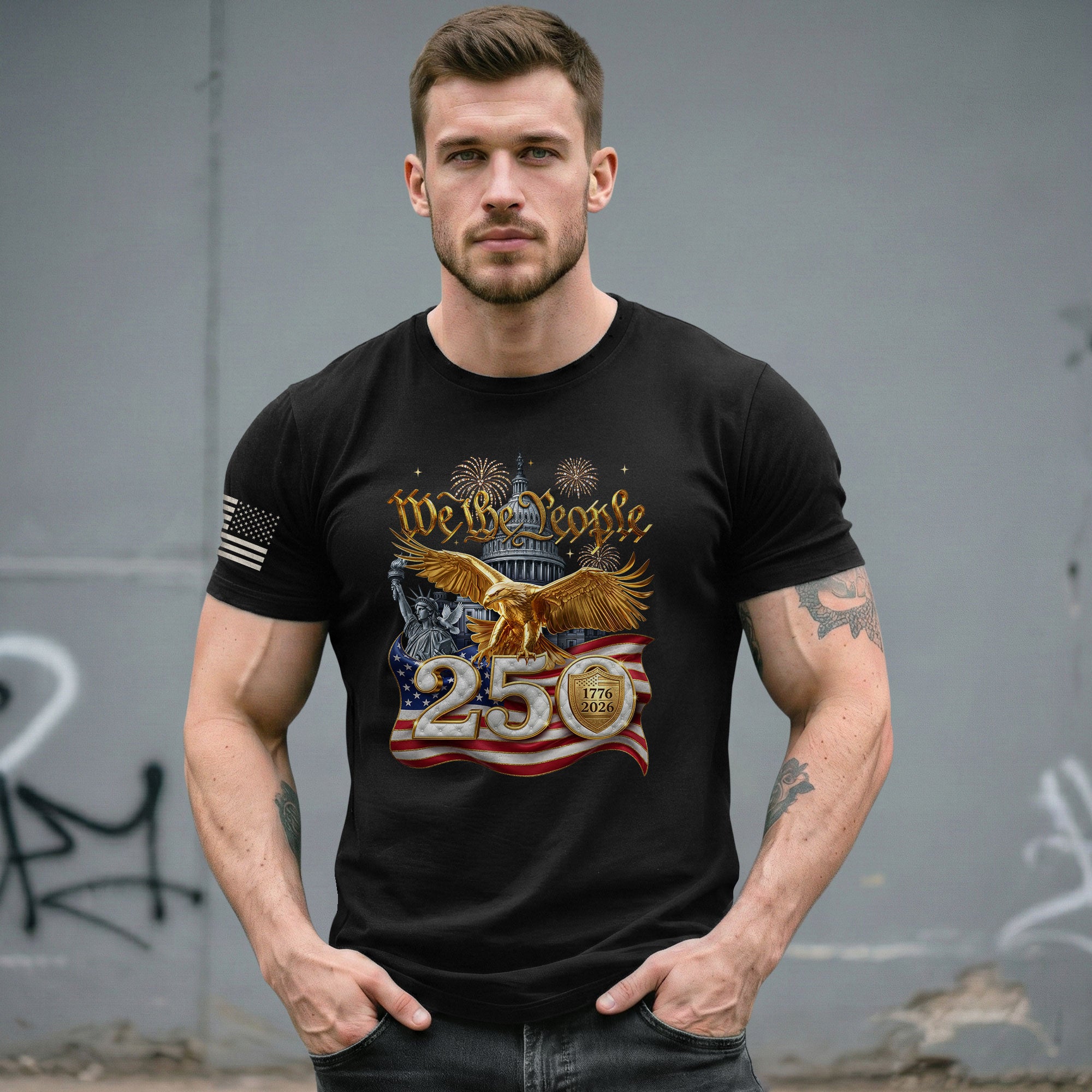 We the People 250 Years 1776-2026 T-Shirt - Capitol Liberty Eagle Patriotic Tee - Rust Field Wear