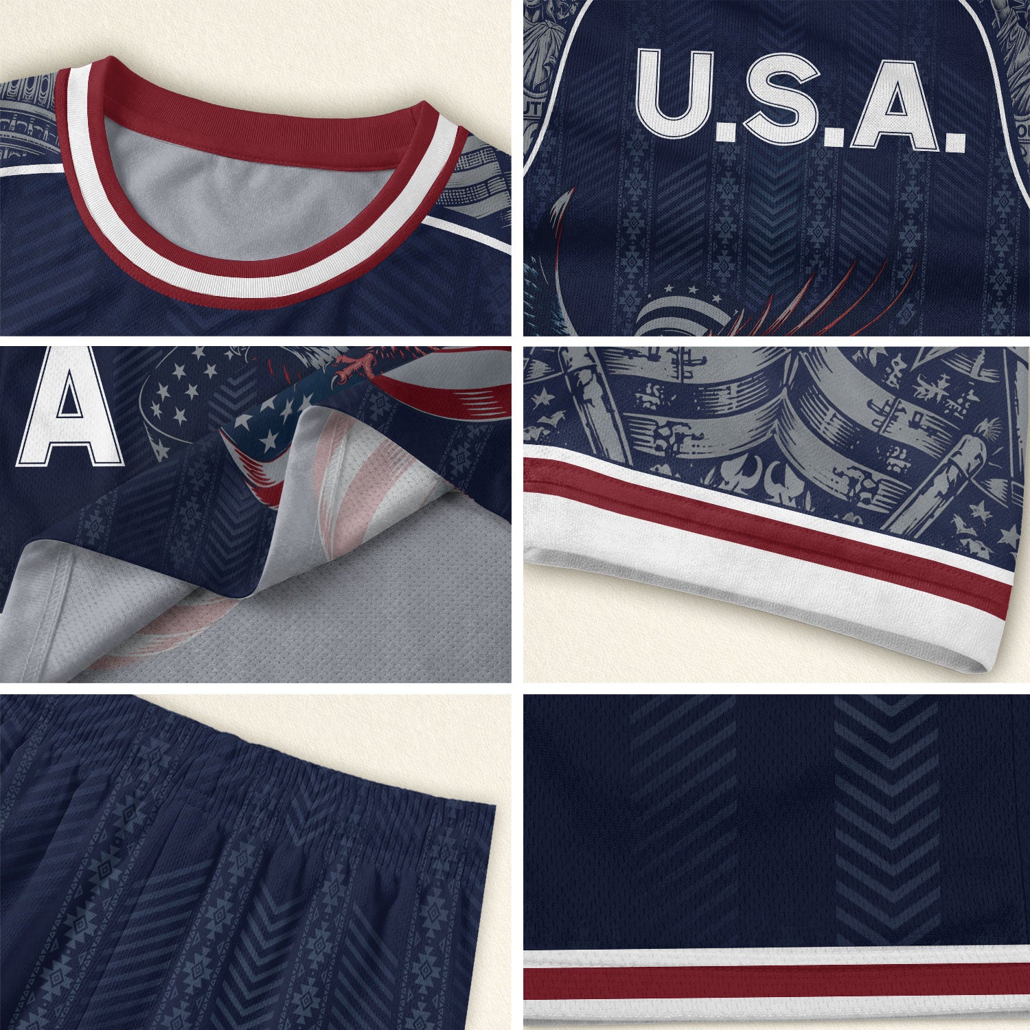USA Soccer Jersey Kids Shorts Set Navy Athletic Football Shirt and Shorts Outfit