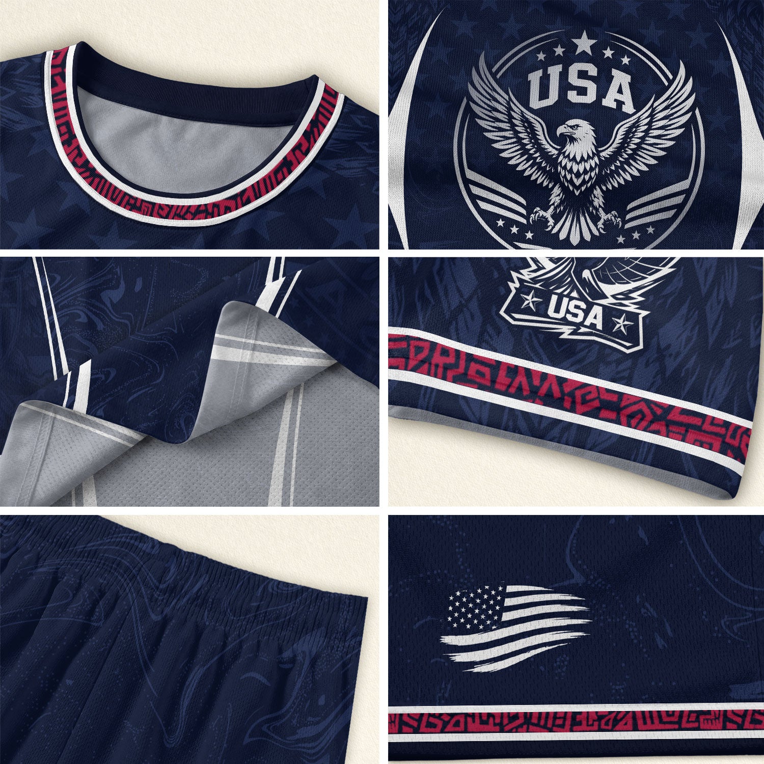 United States Kids Soccer Jersey Set Navy USA Soccer Ball Youth Football Kit