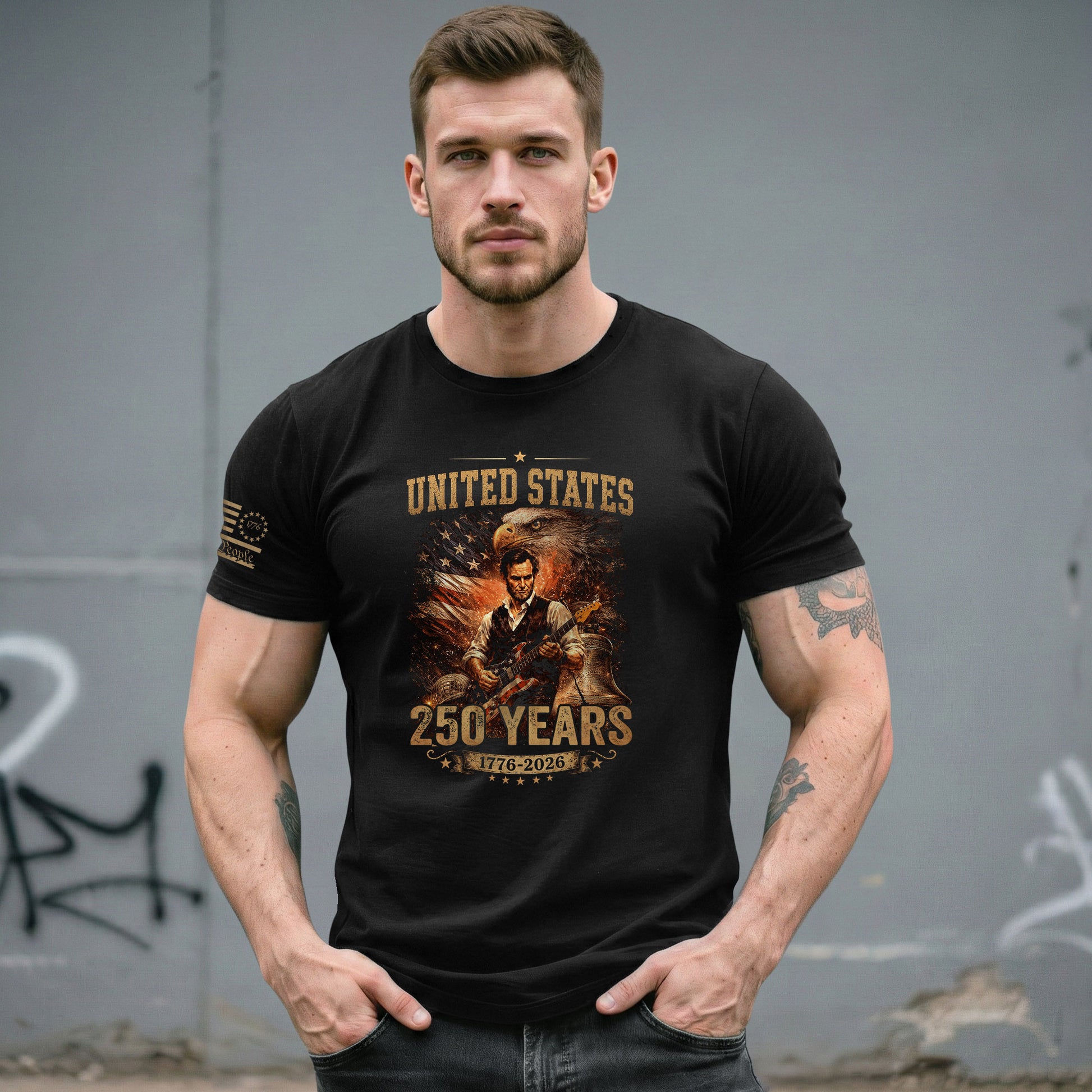 Bald Eagle Liberty Bell Lincoln Guitar Shirt Vintage 1776 2026 Patriotic US Flag Tee - Rust Field Wear