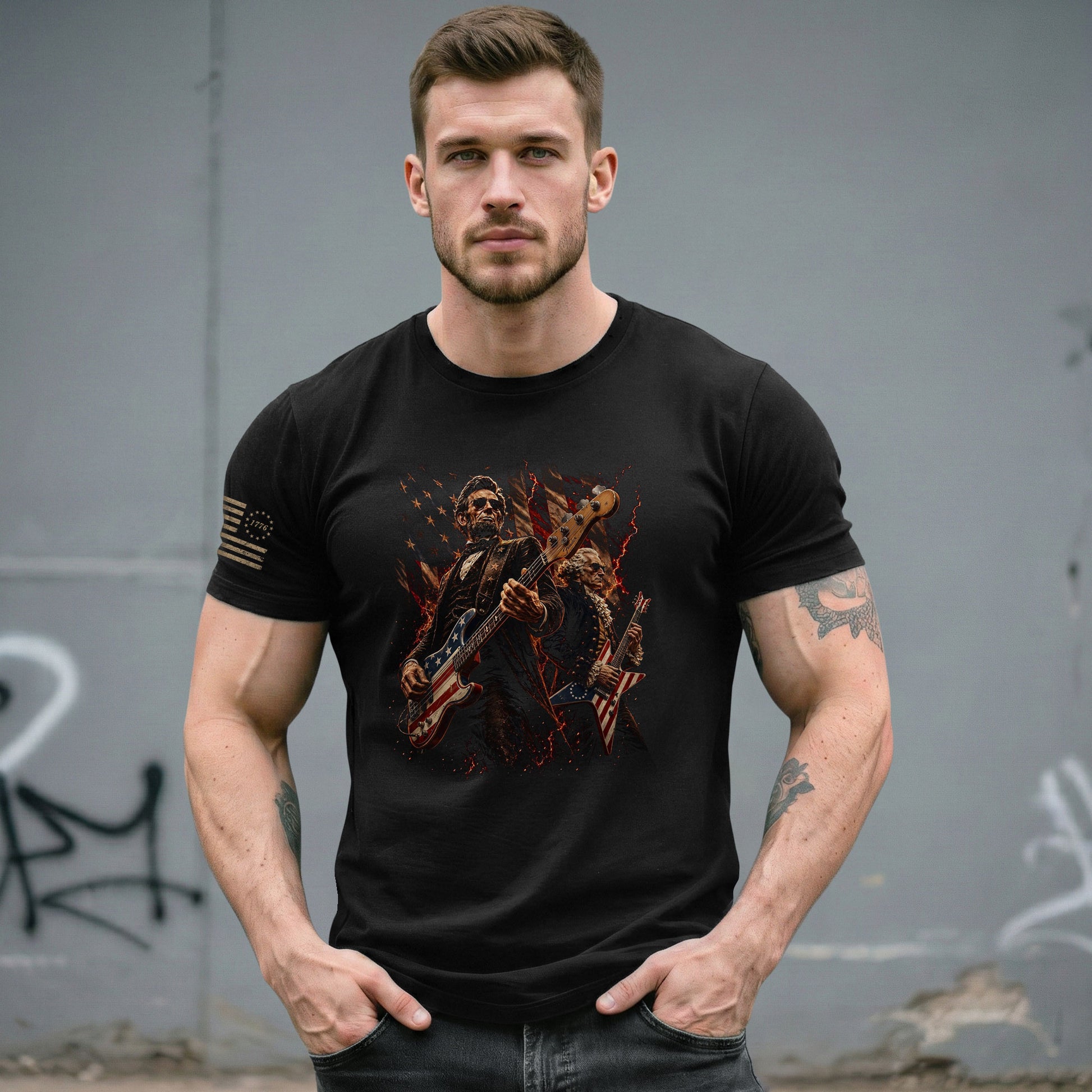 Patriotic Guitar Heroes Shirt 250 Years of Freedom Vintage American Rock Tee - Rust Field Wear
