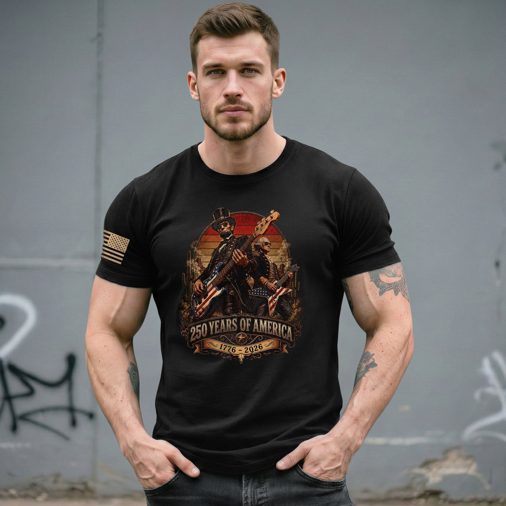 250 Years of America Shirt Vintage Patriotic Guitar Rock Freedom Tee 1776–2026 - Rust Field Wear