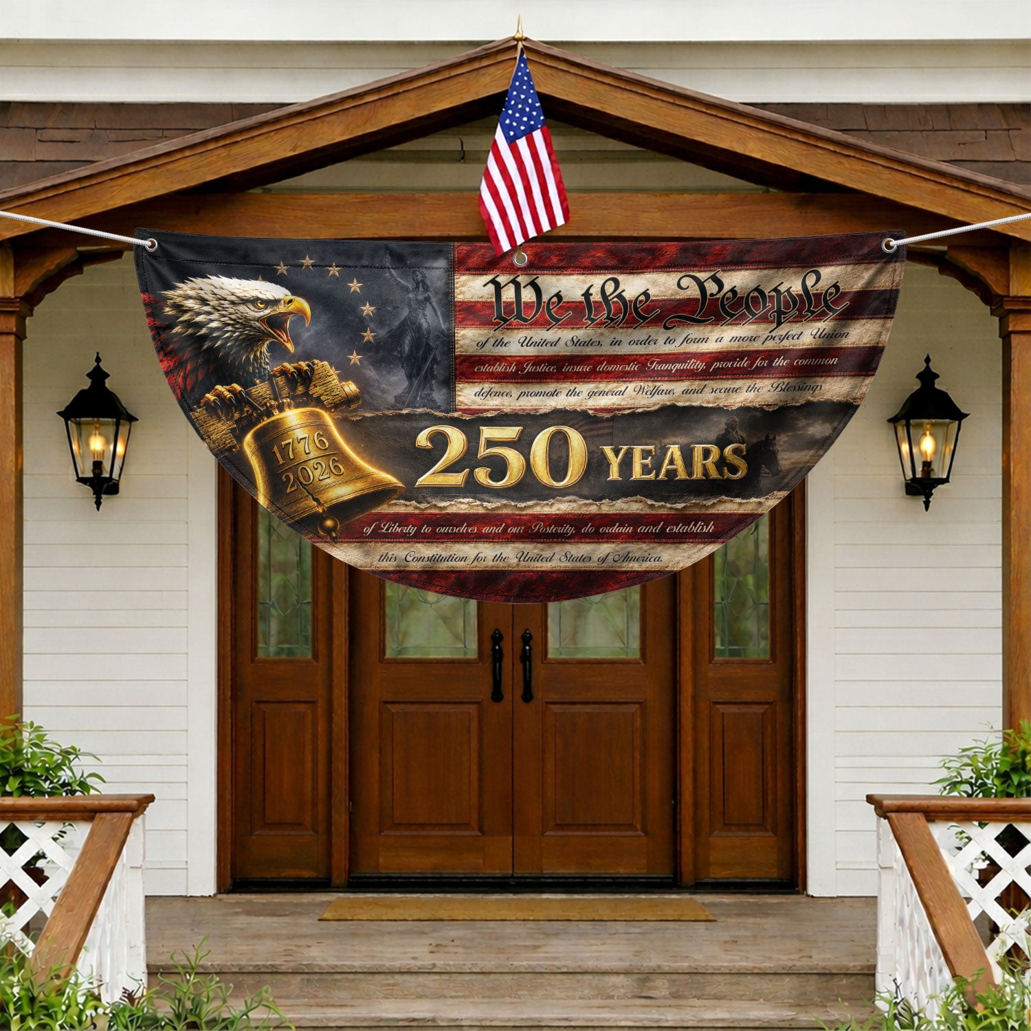 250th Anniversary US Fence Flag 1776-2026 Patriotic We The People Outdoor Banner