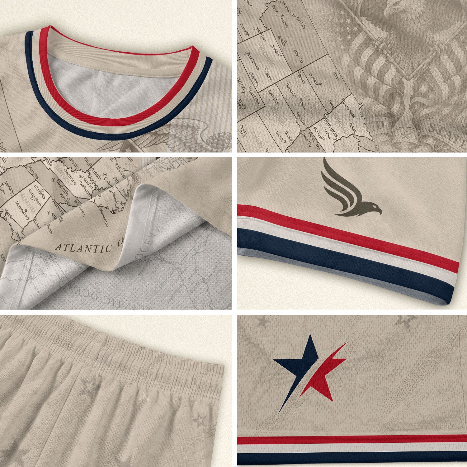 USA Kids Soccer Jersey Set Off White Map Graphic Youth Football Kit