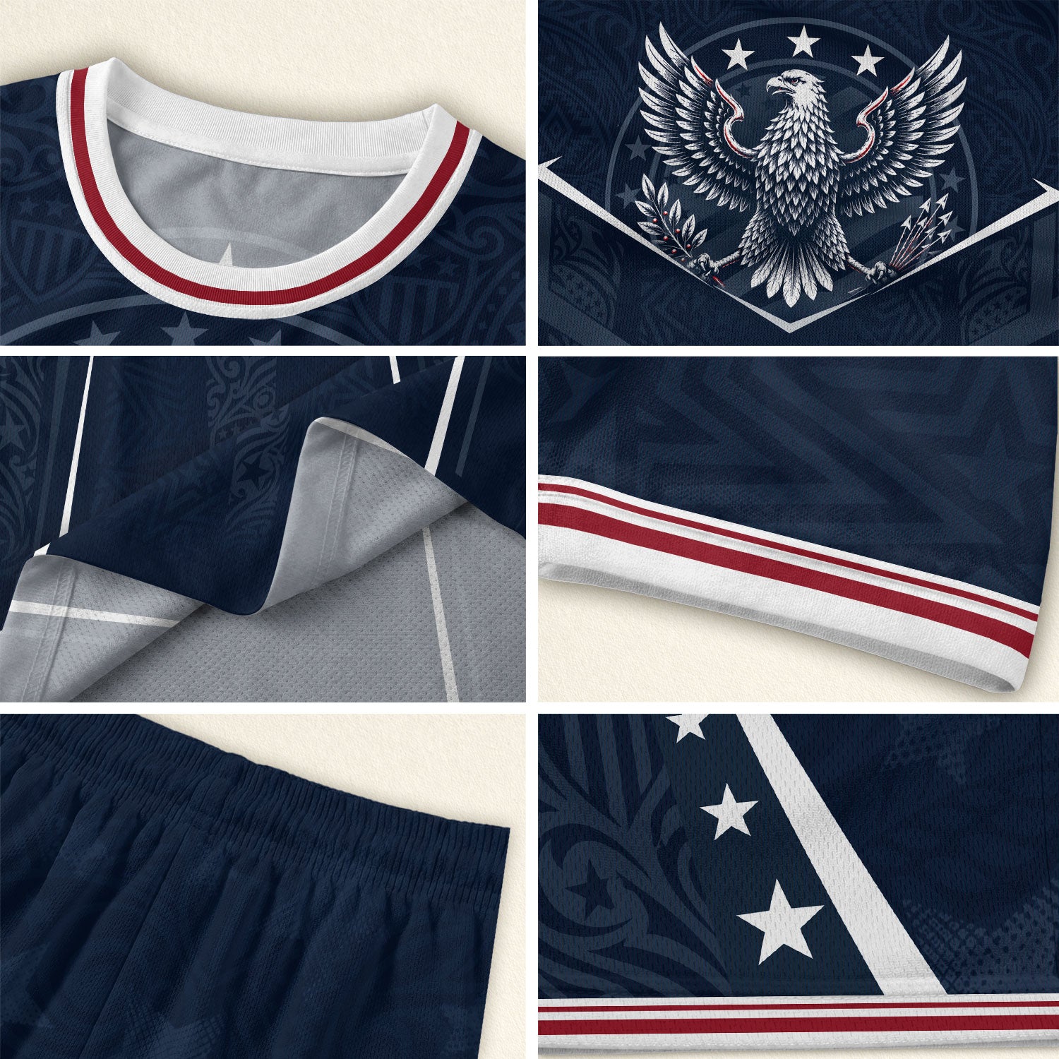 USA Kids Soccer Jersey Set Navy Blue Eagle Shield Youth Sports Kit