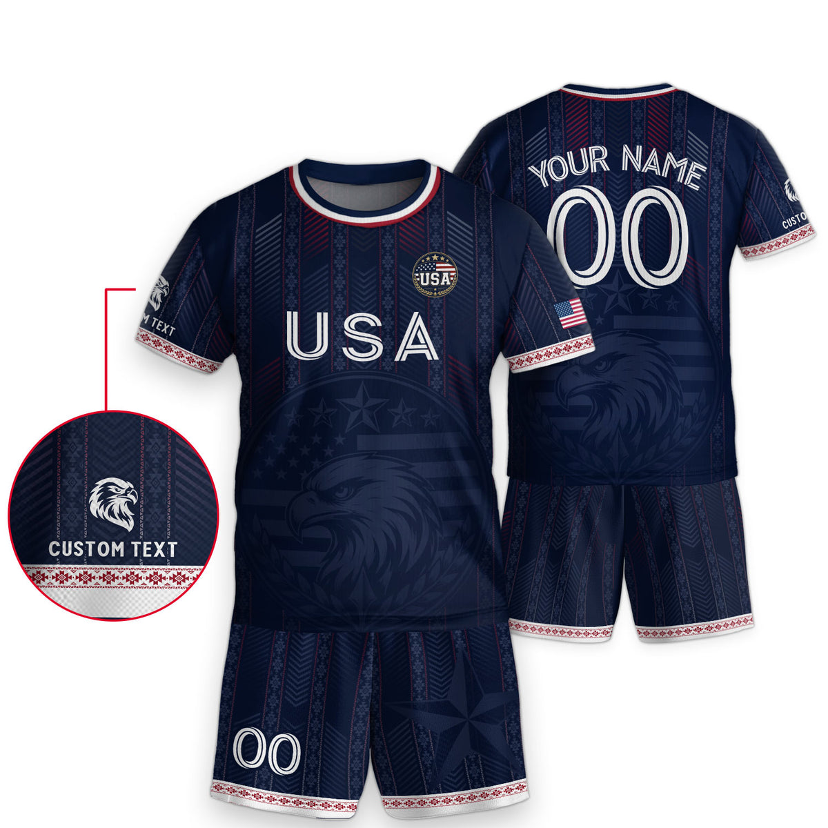 Personalized Youth Soccer Jersey Style Custom Name Number USA Kids Activewear Top - Rust Field Wear