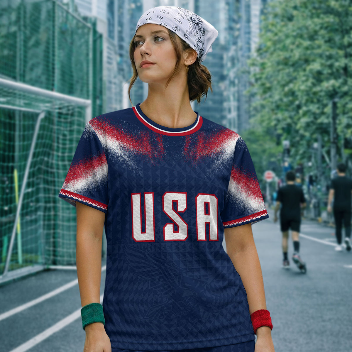 USA Soccer Jersey Men Patriotic Eagle Graphic Tee American Pride Football Shirt - Rust Field Wear