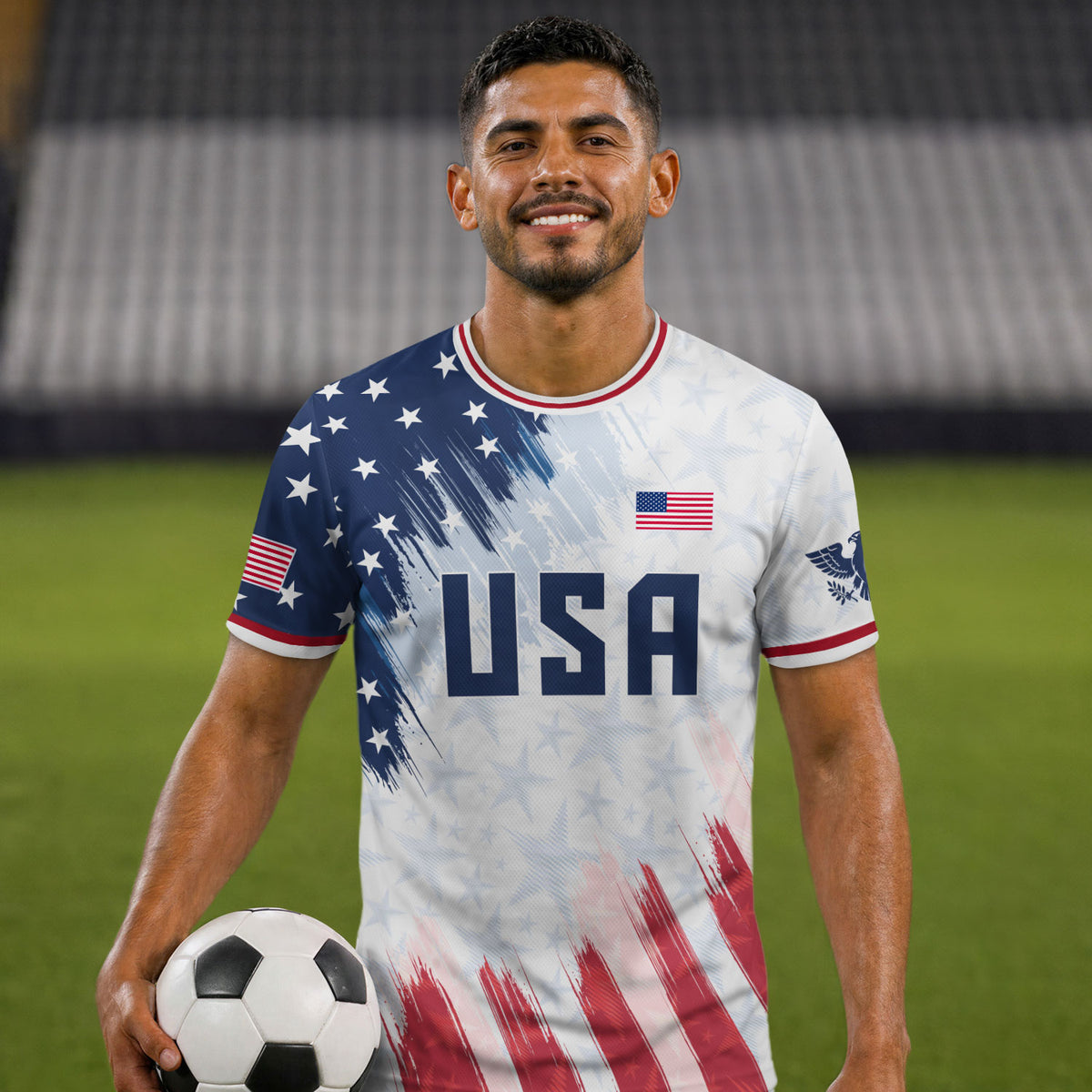 USA Soccer Jersey Adult Patriotic Eagle Athletic Shirt United States Soccer Tee