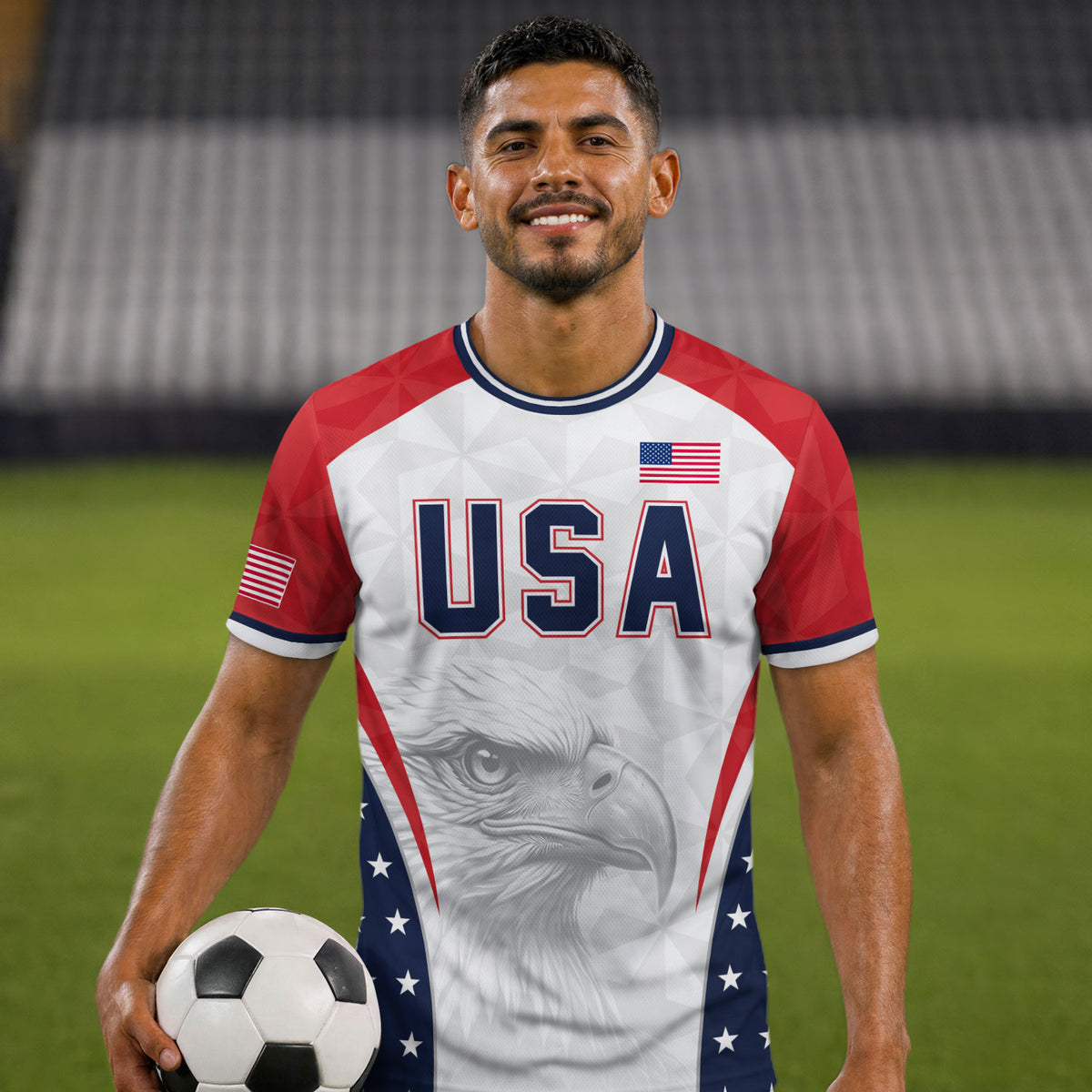 USA Soccer Jersey Adult United States Patriotic Eagle Shirt American Football Tee