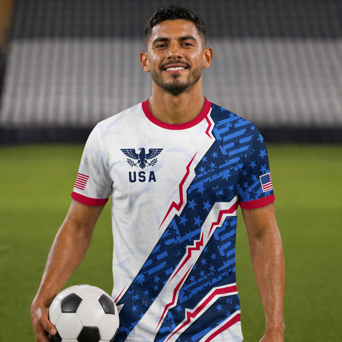 USA Eagle Soccer Jersey Adult American Pride Patriotic Soccer Fan Graphic Shirt