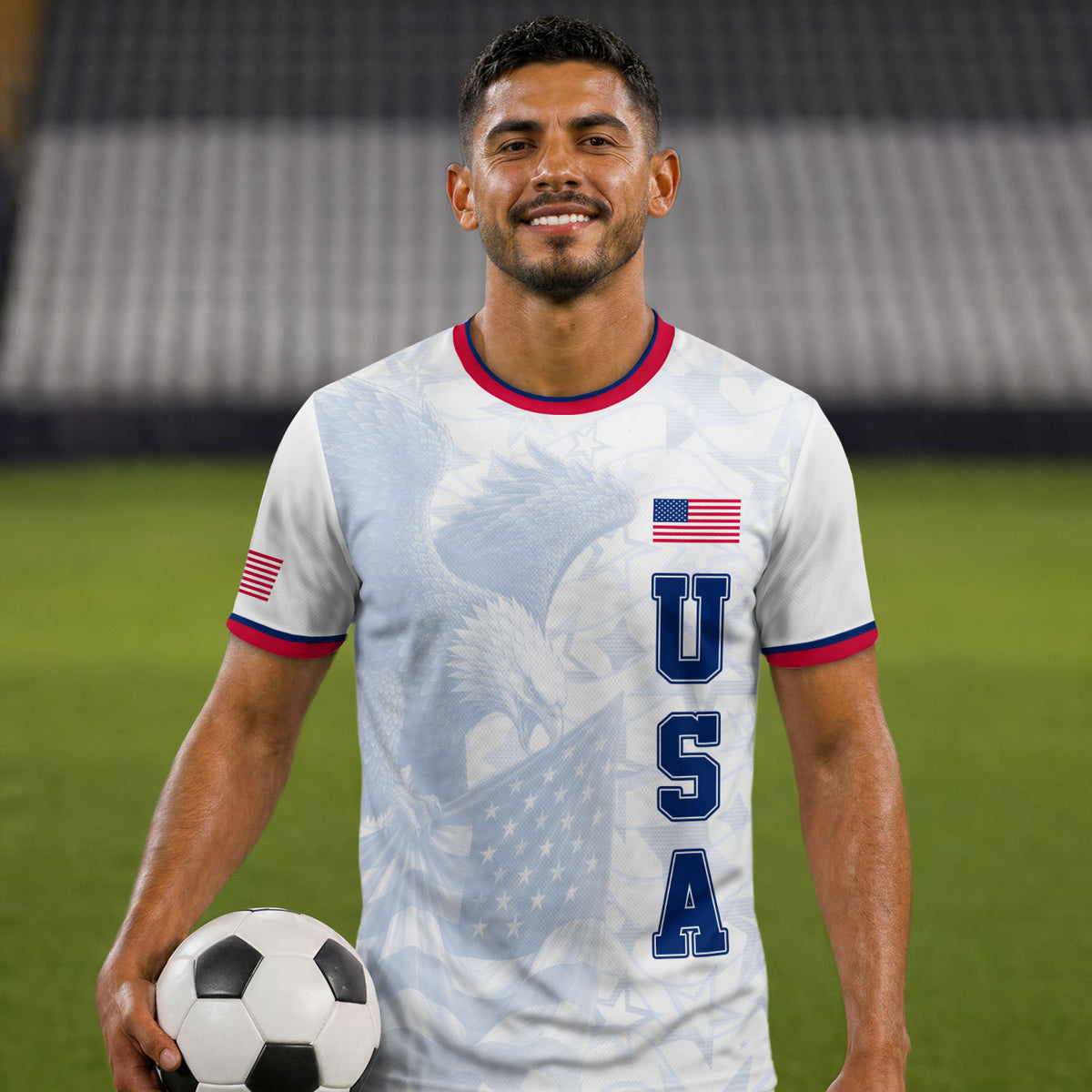 USA Eagle Soccer Jersey Adult Patriotic American Flag Soccer Fan Independence Day Shirt