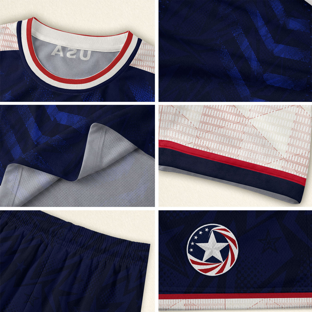 Kids USA Soccer Jersey Youth Children Patriotic Subtle Star Pattern United States Tee - Rust Field Wear