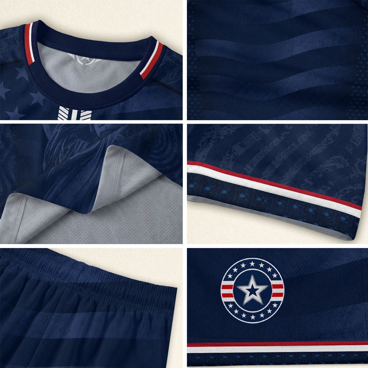 Kids USA Soccer Jersey Youth Patriotic Navy Statue of Liberty Graphic United States Tee - Rust Field Wear