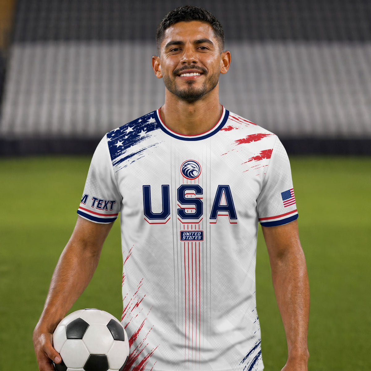 Custom USA Soccer Jersey Men White Brush Stroke Name Number Football Shirt - Rust Field Wear