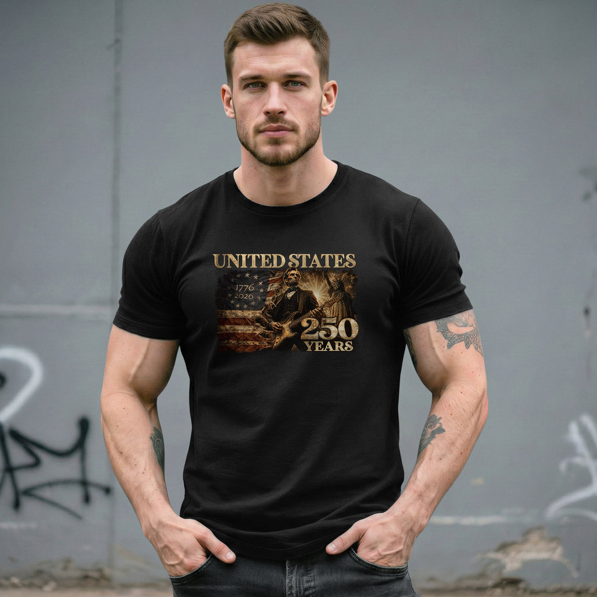 1776-2026 Patriotic Historical Graphic T Shirt - Lincoln Unisex Casual Wear Tee - Rust Field Wear