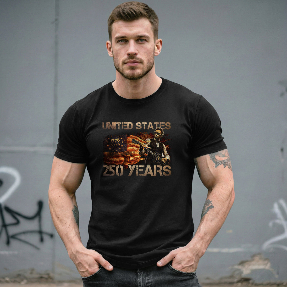 Abraham Lincoln 1776-2026 Patriotic Graphic Tee - Unisex Summer Apparel for Fans - Rust Field Wear